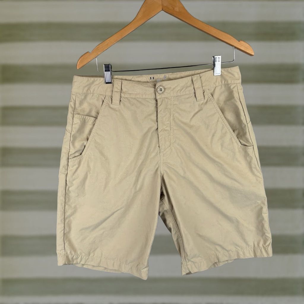 Under Armour Under Armour Shorts Mens 32 Beige Olive HeatGear Nylon Outdoor Cargo Relaxed Regular Zip Green 32 in Outdoor Mens Size US 32 / EU 48 - 1 Thumbnail