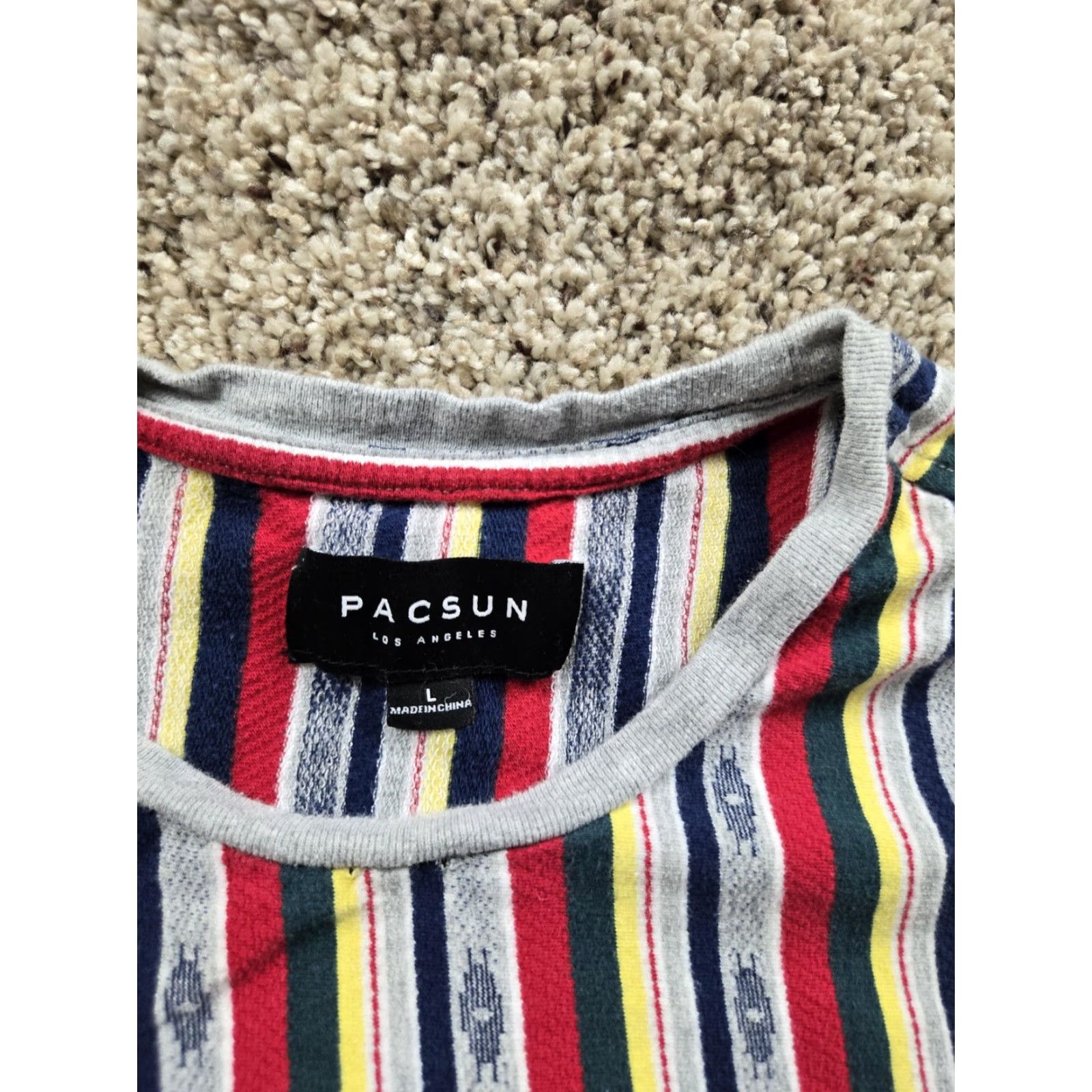 Pacsun PacSun Shirt Mens L Multicolor Vertical Stripe Crewneck Short Sleeve Knit T-Shirt Mens Size US L / EU 52-54 / 3 - 3 Thumbnail