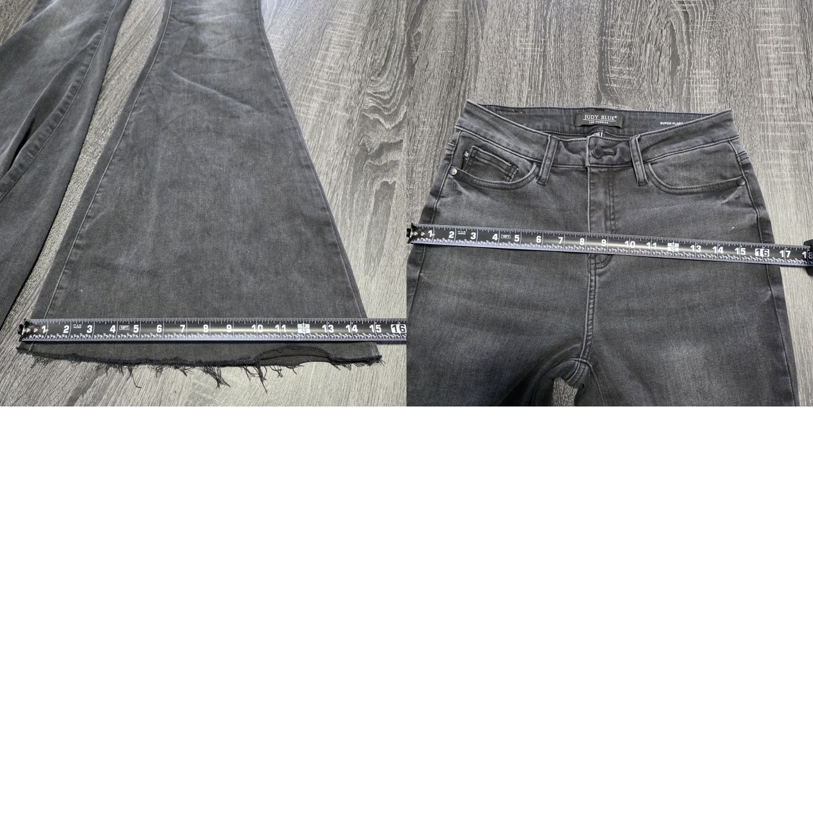Vintage Judy Blue Jeans Womens Bellbottom High Rise Flared 26x33 Black Stretch Elastic Pockets 3/26 Juniors Size 26" / US 2 / IT 38 - 9 Thumbnail