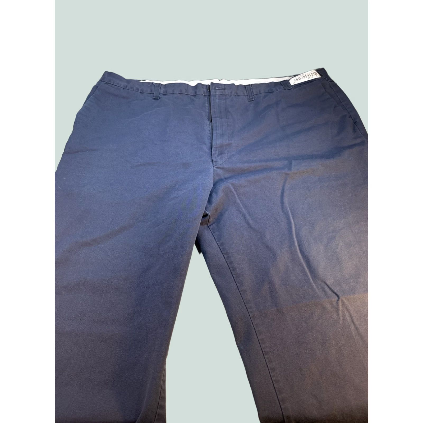Vintage Mens Navy Blue Pants 48x30 Classic Fit Casual Work Chino Flat Front Size US 32 / EU 48 - 1 Thumbnail