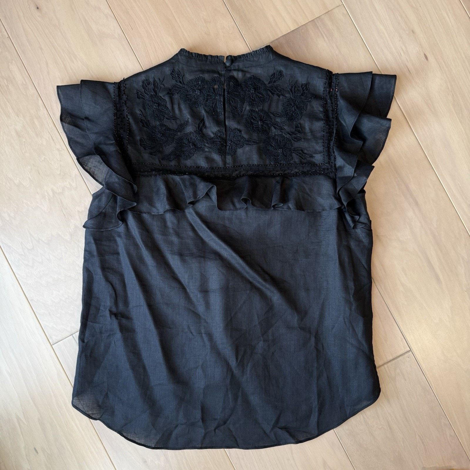Veronica Beard Veronica Beard Abdula Ruffled High Neck Top Women's 8 Black Size M / US 6-8 / IT 42-44 - 7 Thumbnail