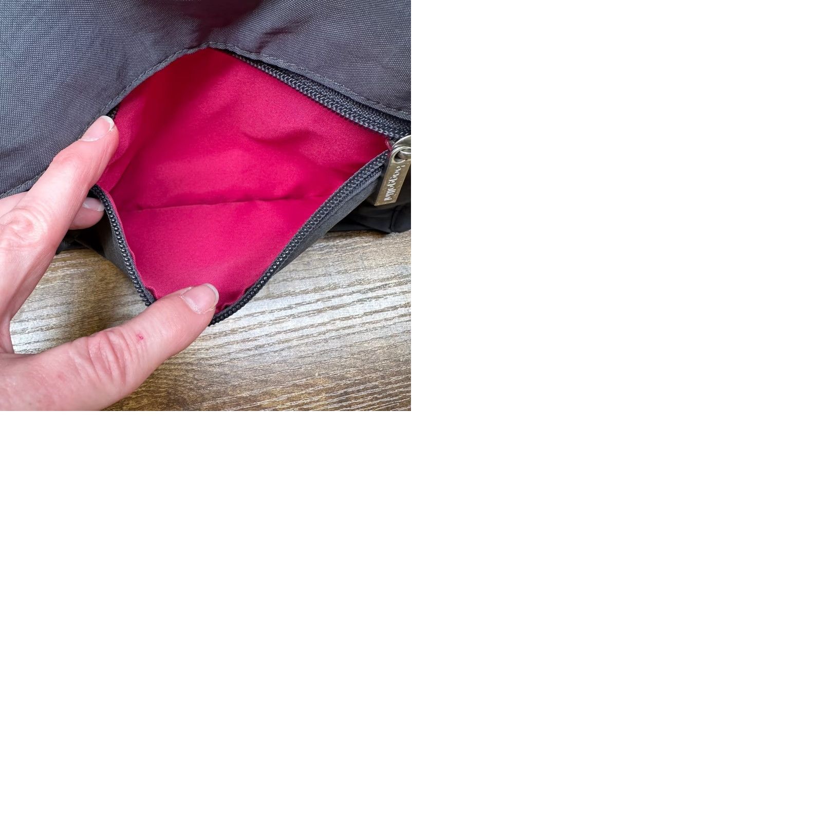 Vintage Baggallini Crossbody Bag Charcoal Gray Nylon Pink Lining Travel Adjustable Strap Medium Women Size ONE SIZE - 9 Thumbnail