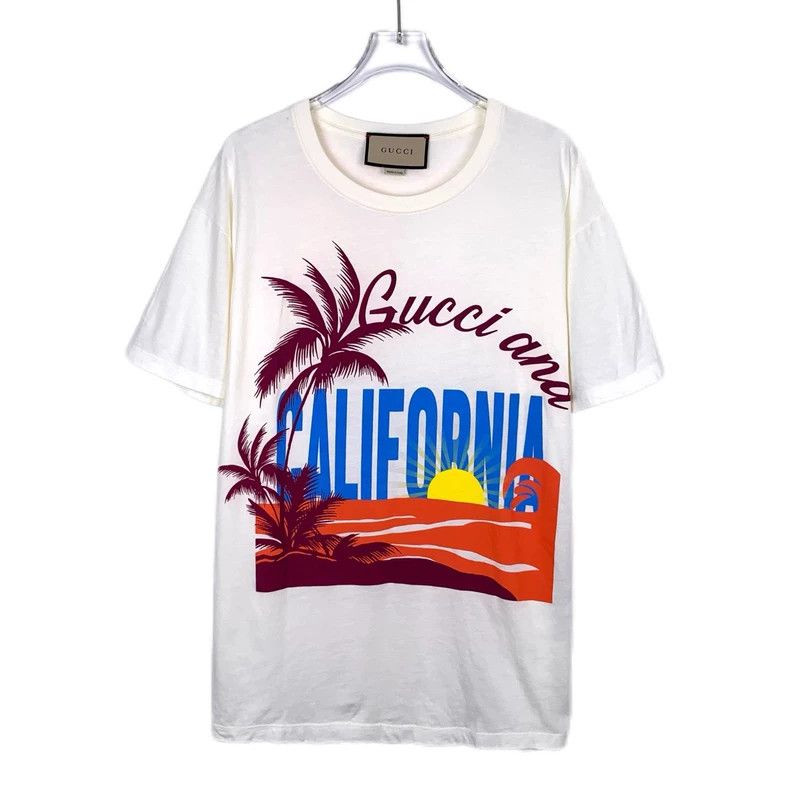 Gucci Gucci Logo coconut tree print round-neck beige cotton short Size US M / EU 48-50 / 2 - 1 Thumbnail