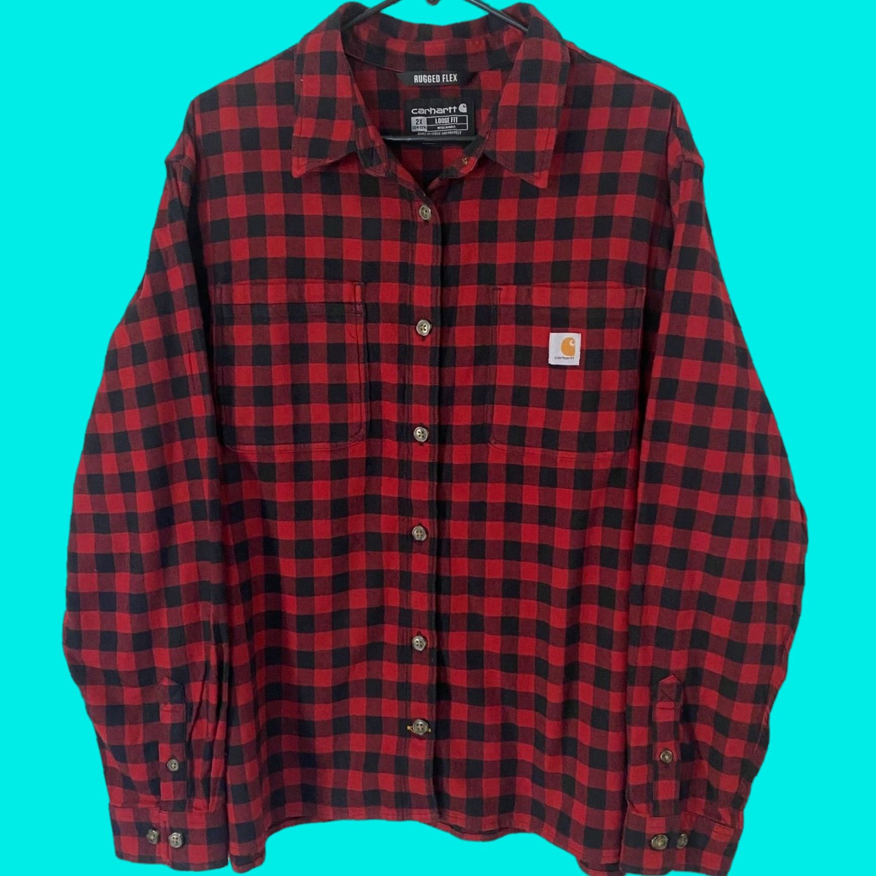 Carhartt VINTAGE Carhartt Rugged Flex Button-Up Flannel Shirt Red Black Buffalo Plaid Womens Plus 2X Casual Western Size XXL / US 16-18 / IT 52-54 - 1 Thumbnail