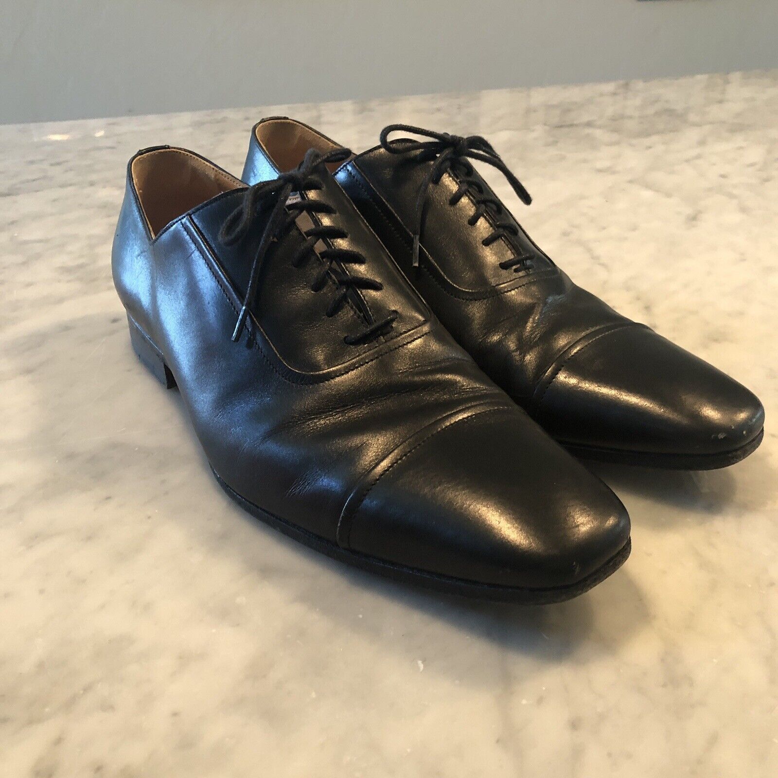 Hermes Hermes Black Leather Cap-Toe Oxfords Size 41 US 8 Size US 8 / EU 41 - 2 Thumbnail