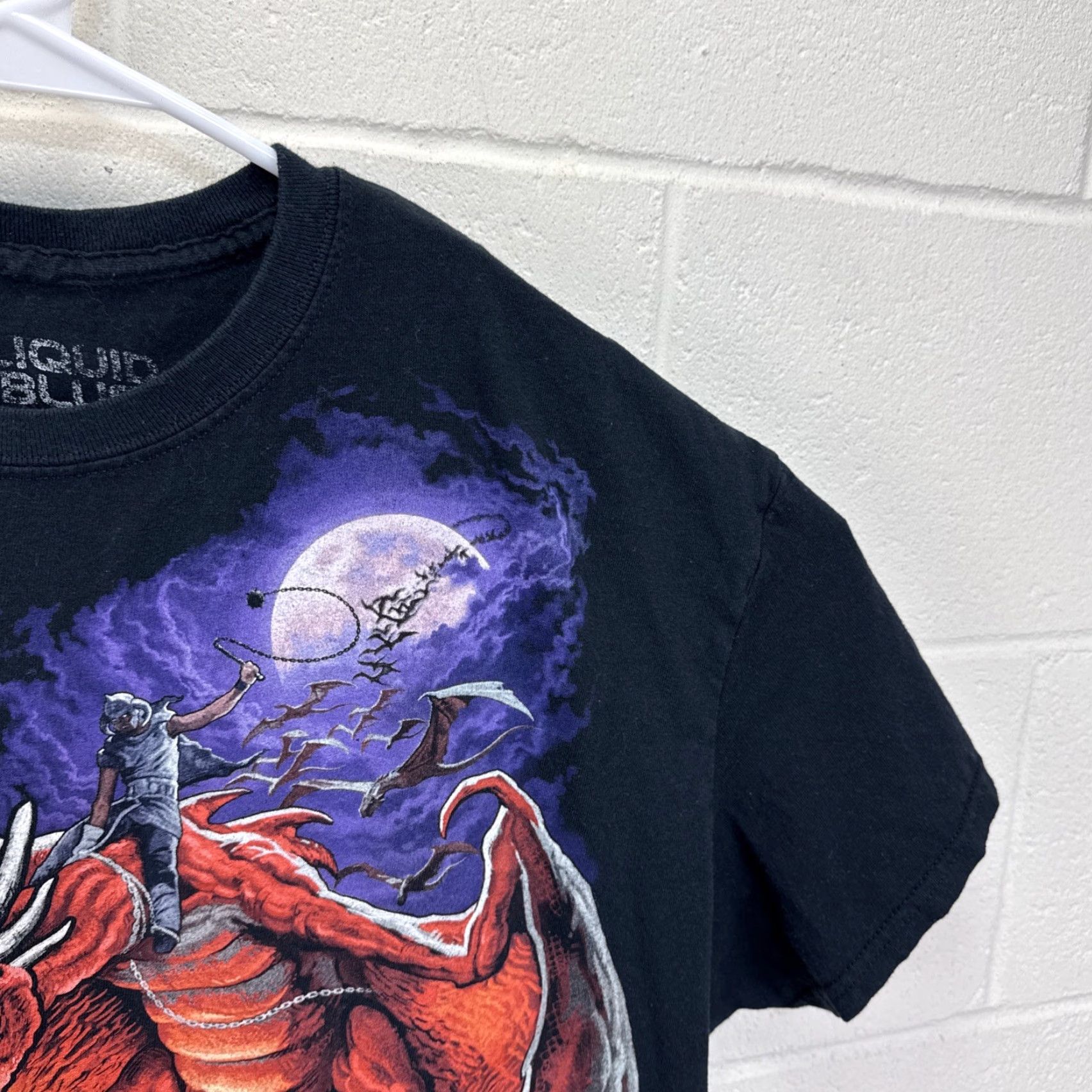 Liquid Blue Liquid Blue Shirt XL Black Dragon T Shirt Graphic Print Fantasy 90s Big Print Mens Size US XL / EU 56 / 4 - 6 Thumbnail