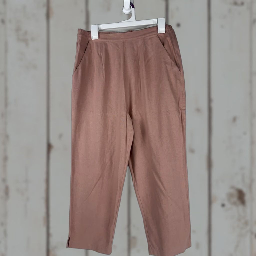 Vintage VINTAGE Keren Hart Peach Silk Cropped Pants Women’s Size M Elastic Waist Summer Bohemian Retro Size 32" / US 10 / IT 46 - 1 Thumbnail