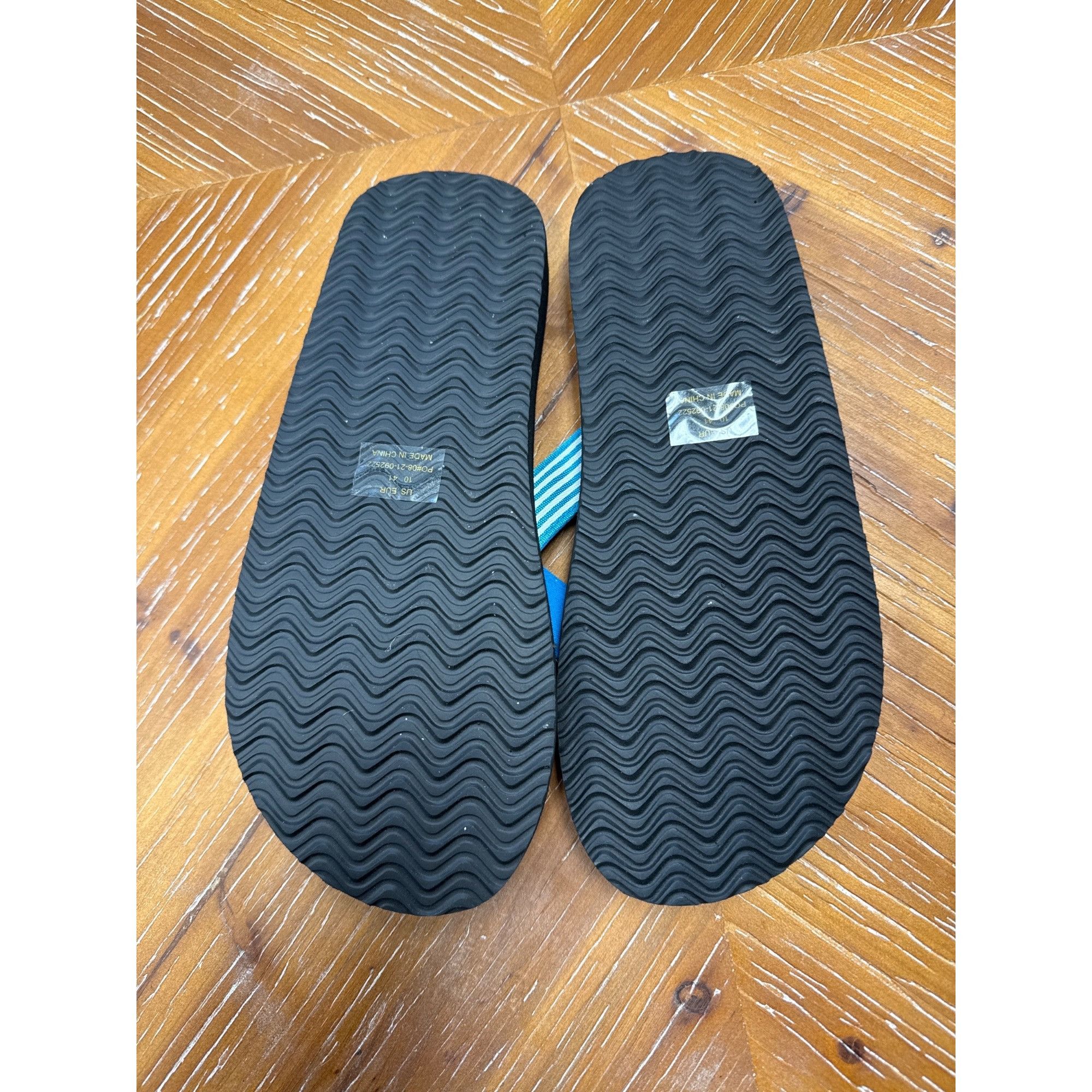 Other Norty Unisex Blue & Black Flip Flops With Striped Straps Siz Size US 10 / IT 40 - 6 Thumbnail