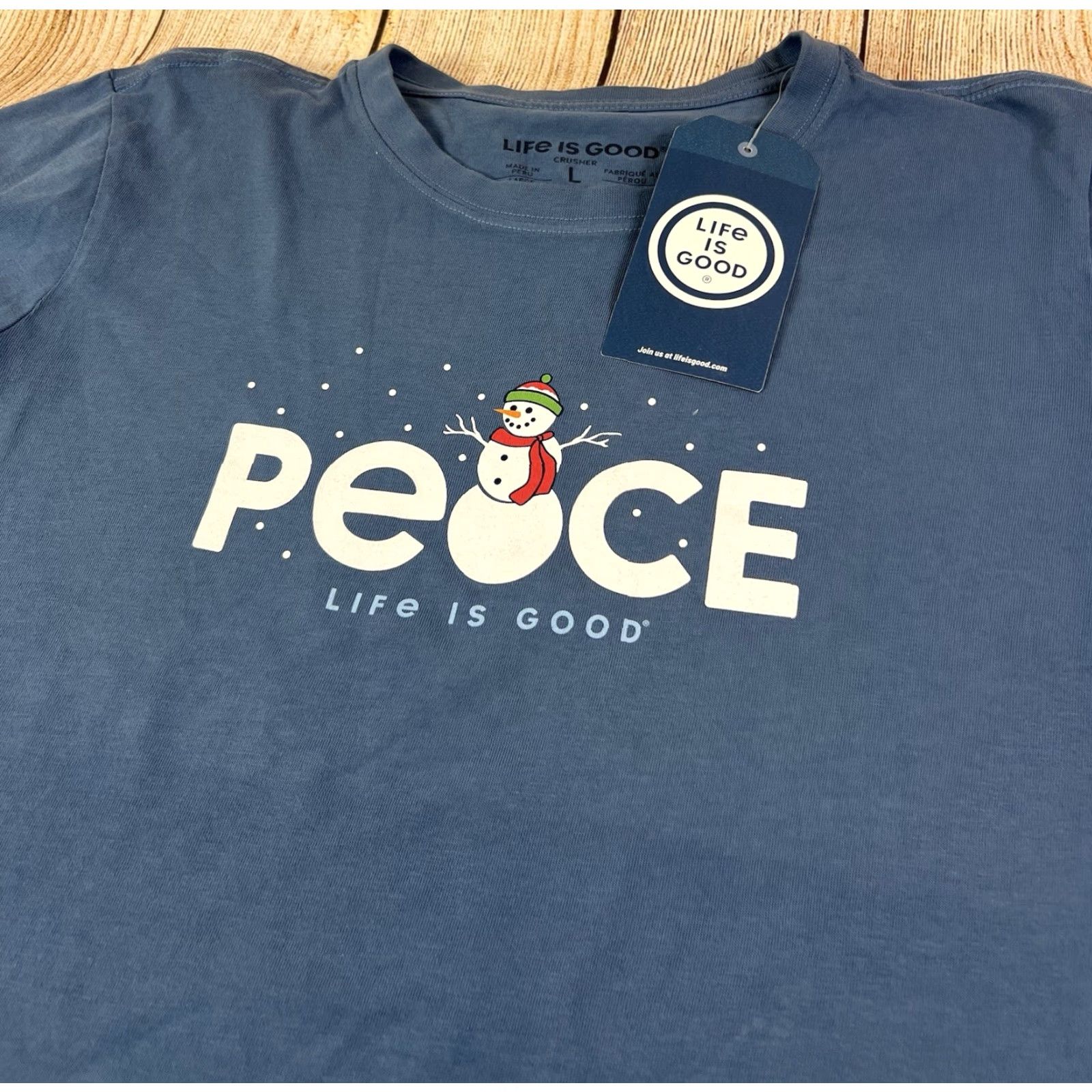 Life is Good VINTAGE Life is Good Women’s T Shirt Blue L/S Crusher Peace Snowman Large Size L / US 10 / IT 46 - 3 Thumbnail