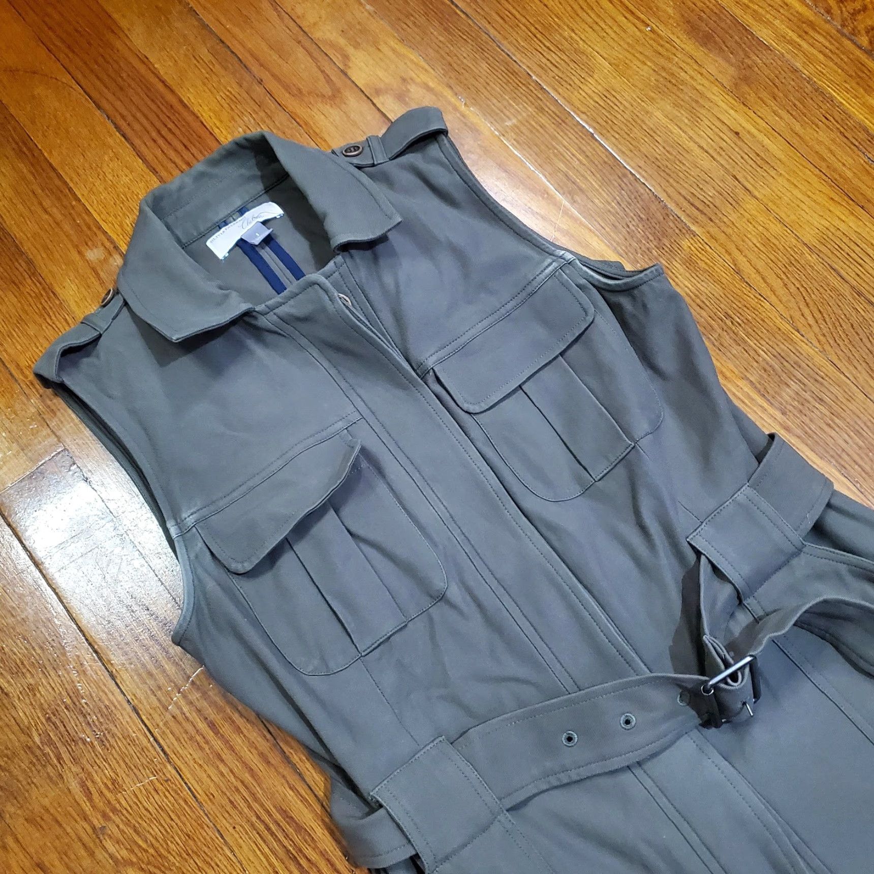 Olive Chelsea28 Olivia Palermo Trench Dress Womens Small Olive Belted Utility Pockets Shirt Dress Size S / US 4 / IT 40 - 3 Thumbnail