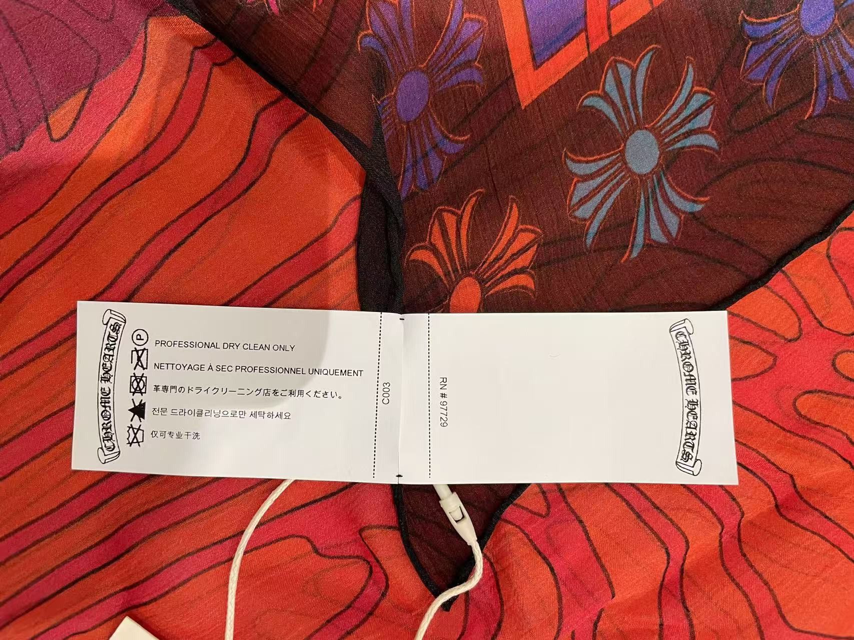 Chrome Hearts Chrome Hearts Mapplethorpe Multi-Color Cross Red Silk Scarf Size ONE SIZE - 10 Thumbnail