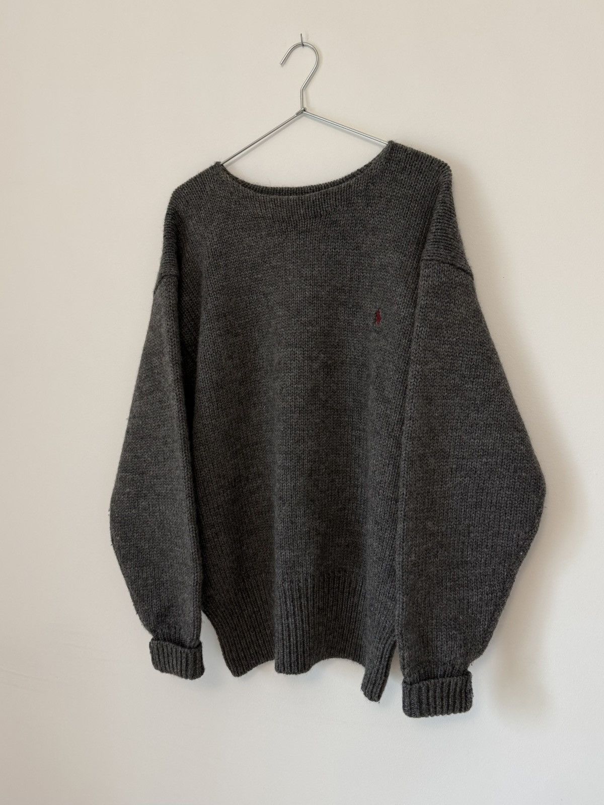 Vtg 1990s Polo Ralph Lauren 100% Wool Knit Boat Neck Sweater