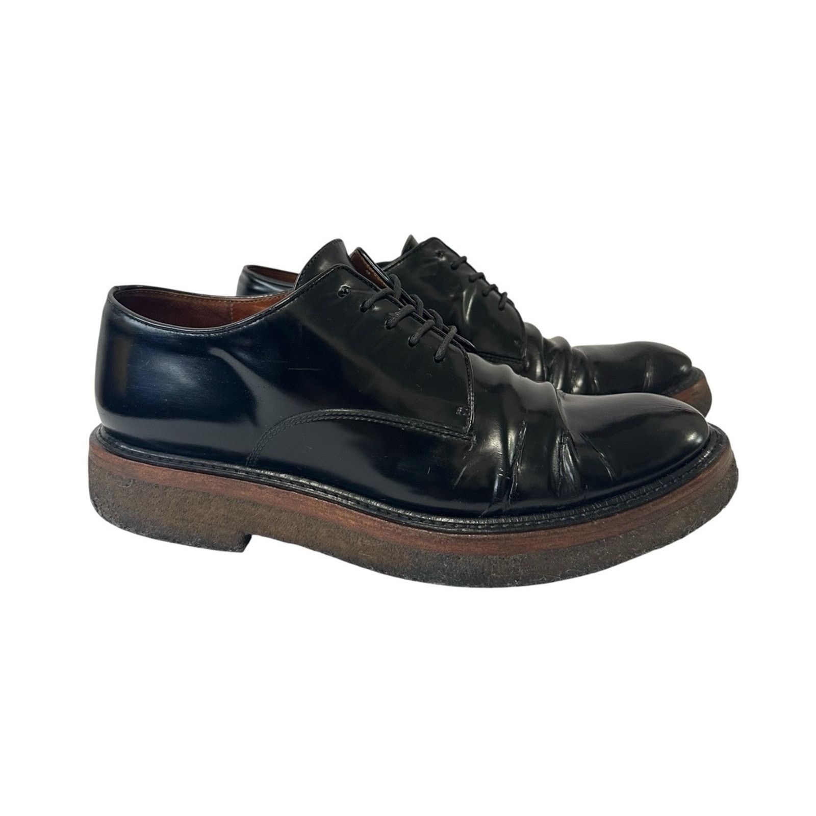 Dries Van Noten 90s style Black Patent Leather Oxford Shoes EU 37.5 Platform Size US 7.5 / IT 37.5 - 1 Thumbnail