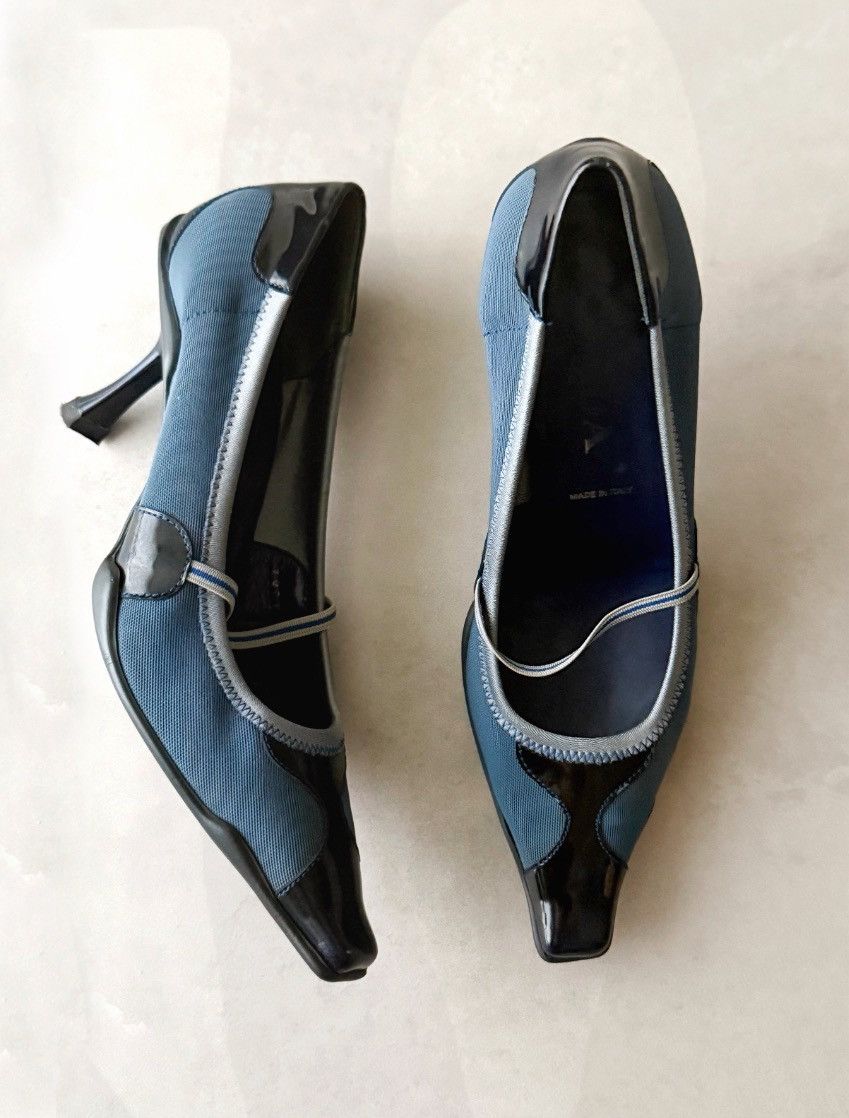 Prada Prada s/s 2000 Sporty Pointed Toe Heels with Striped Strap Size US 7.5 / IT 37.5 - 2 Thumbnail