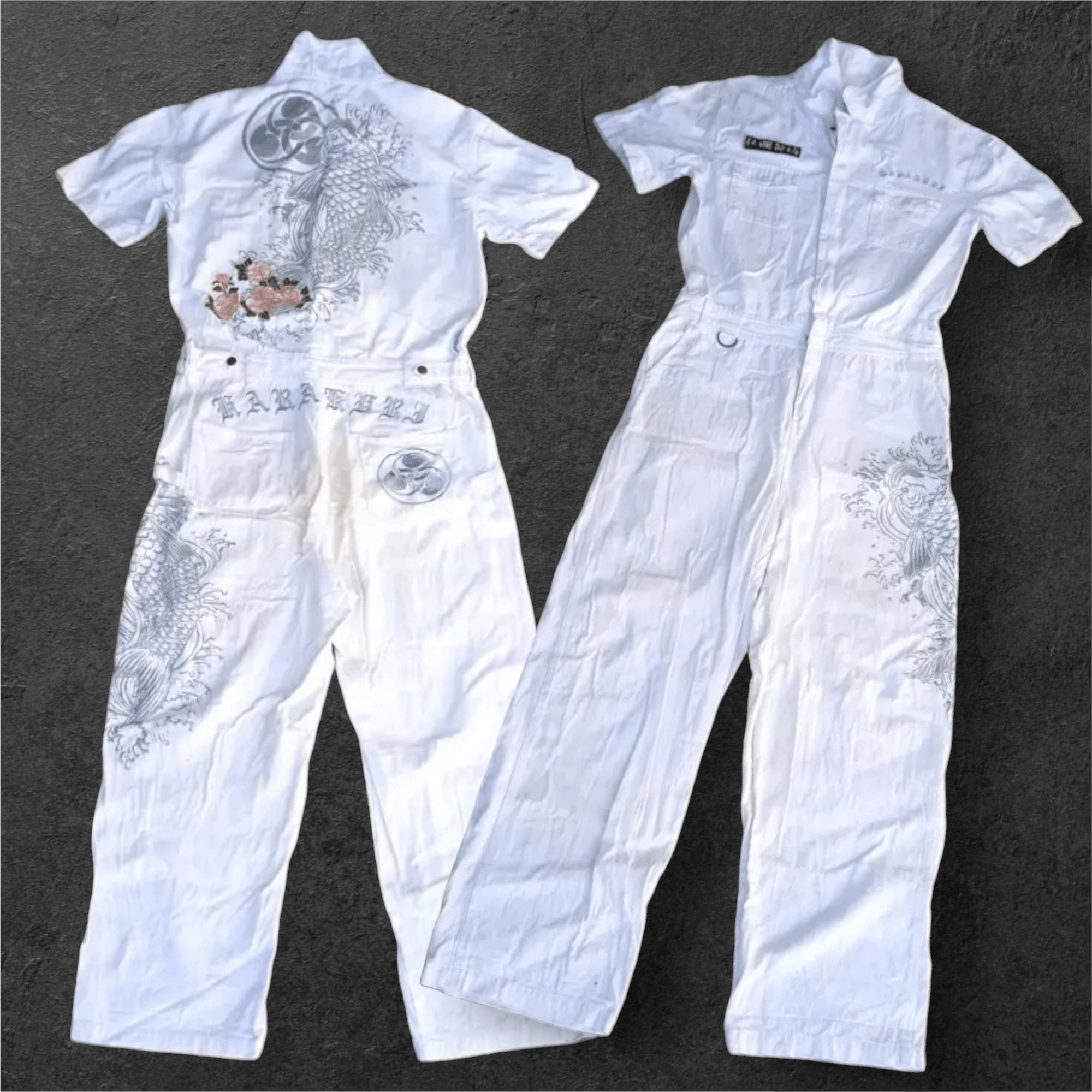Karakuri Tamashii Karakuri Tamashi Koi Fish Embroidery Dirty Overalls Size US 32 / EU 48 - 1 Thumbnail