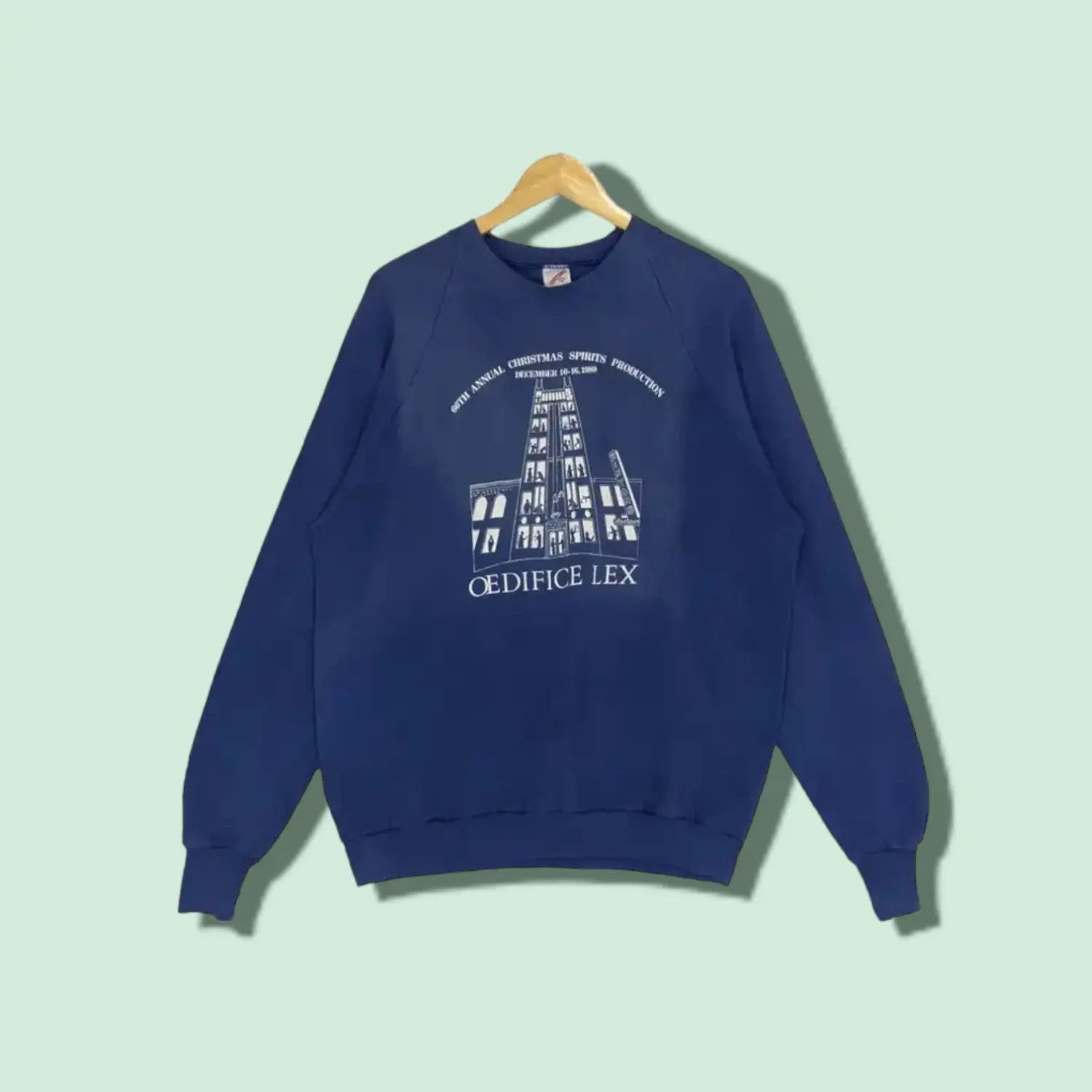 Edifice Japan Vintage 80's 1989 OEDIFICE LEX Christmas Spirits Sweatshirt Size US XL / EU 56 / 4 - 1 Thumbnail