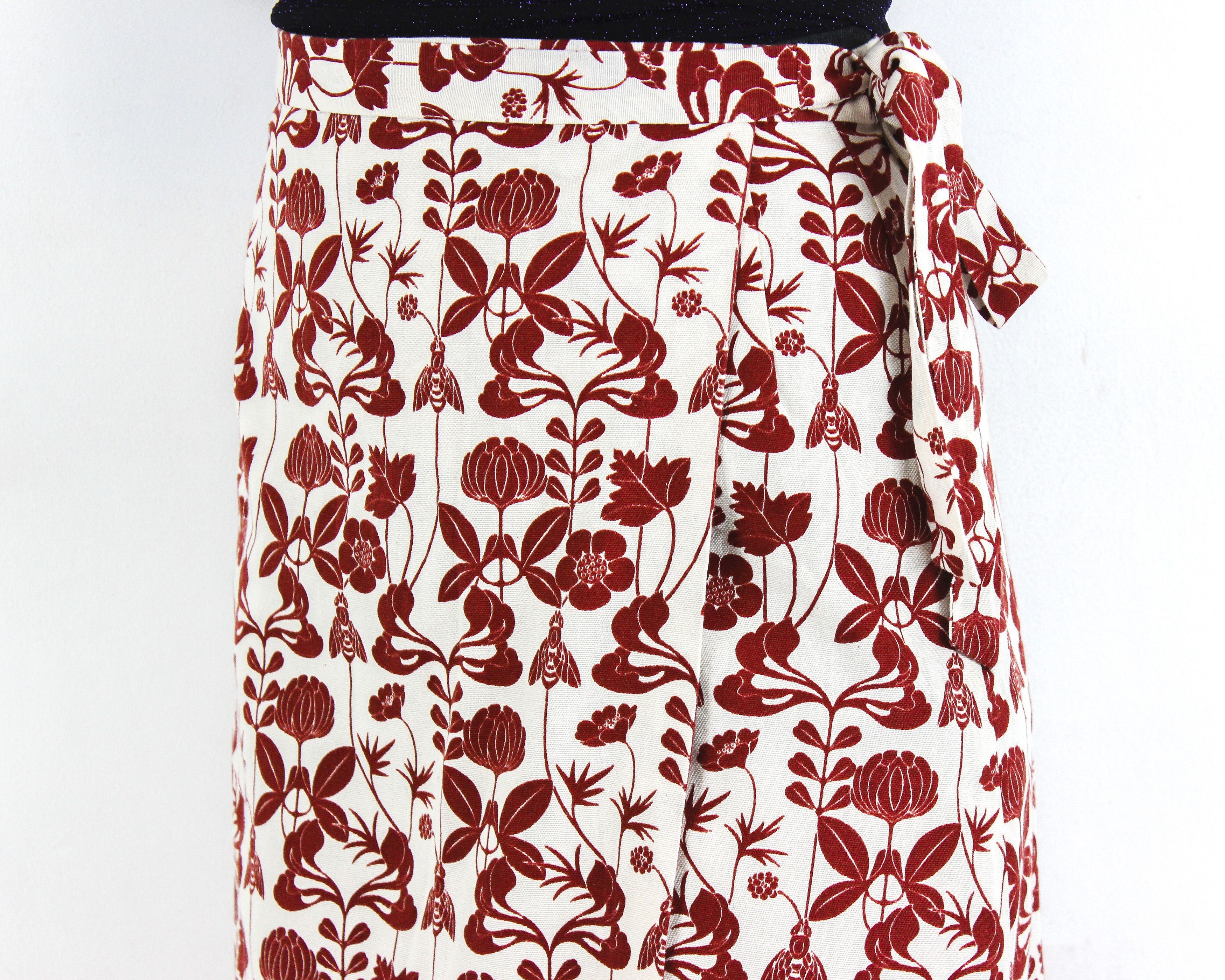 Handmade × Vintage One size fits All Wrap Skirt Floral Floor ankle length long Size 30" / US 8 / IT 44 - 4 Thumbnail