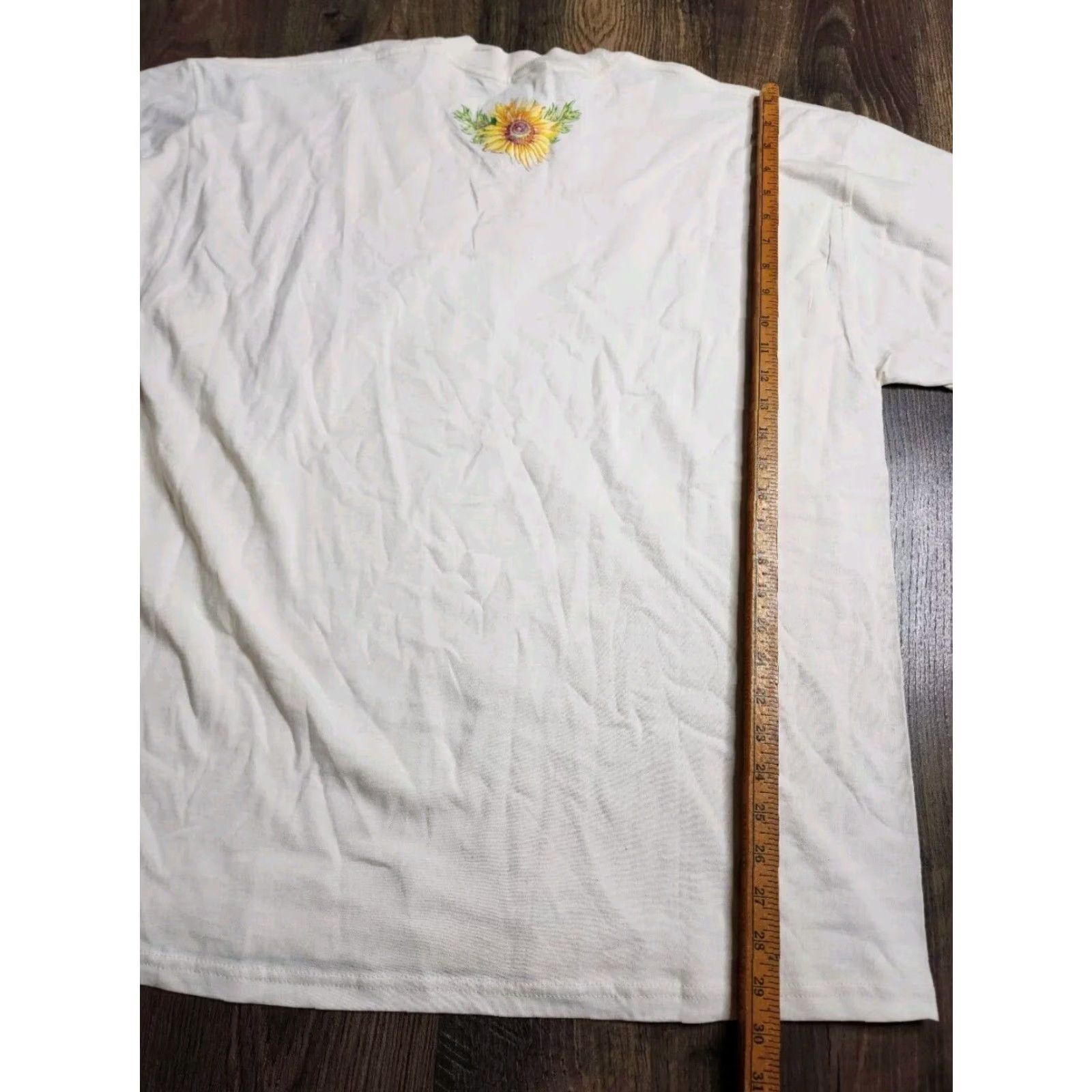 Jerzees VINTAGE 90s Sunflower Floral Glitter T Shirt Beige XL Unisex Adults Jerzees Crew Neck Short Sleeve 100% Cotton Blend Mens Womens Adults Size US XL / EU 56 / 4 - 2 Thumbnail