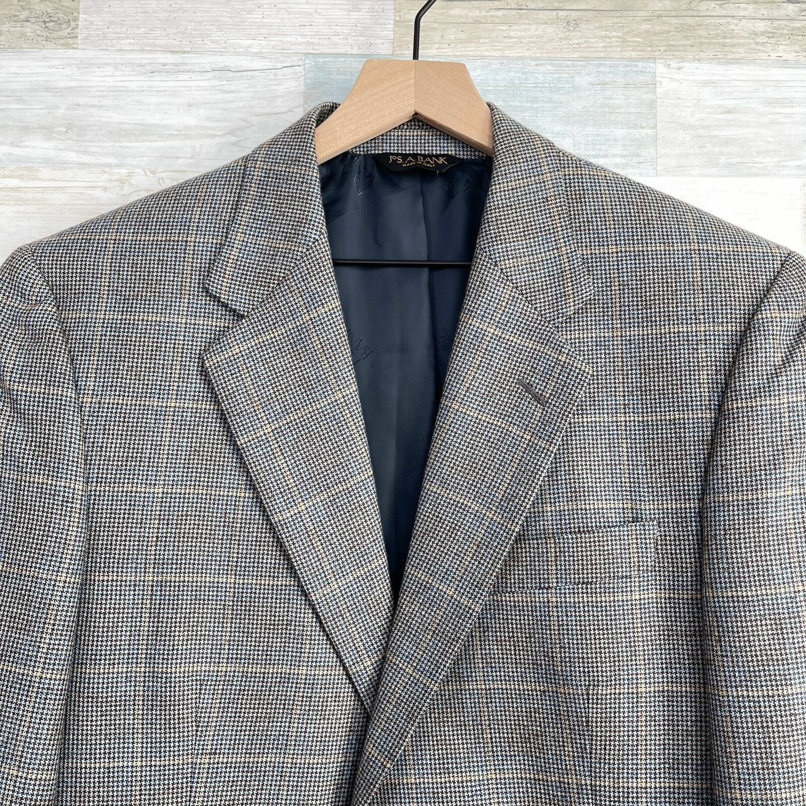 Jos. A. Bank Jos A Bank Signature Gold Sport Coat Blue Windowpane 41L Size 40L - 2 Thumbnail