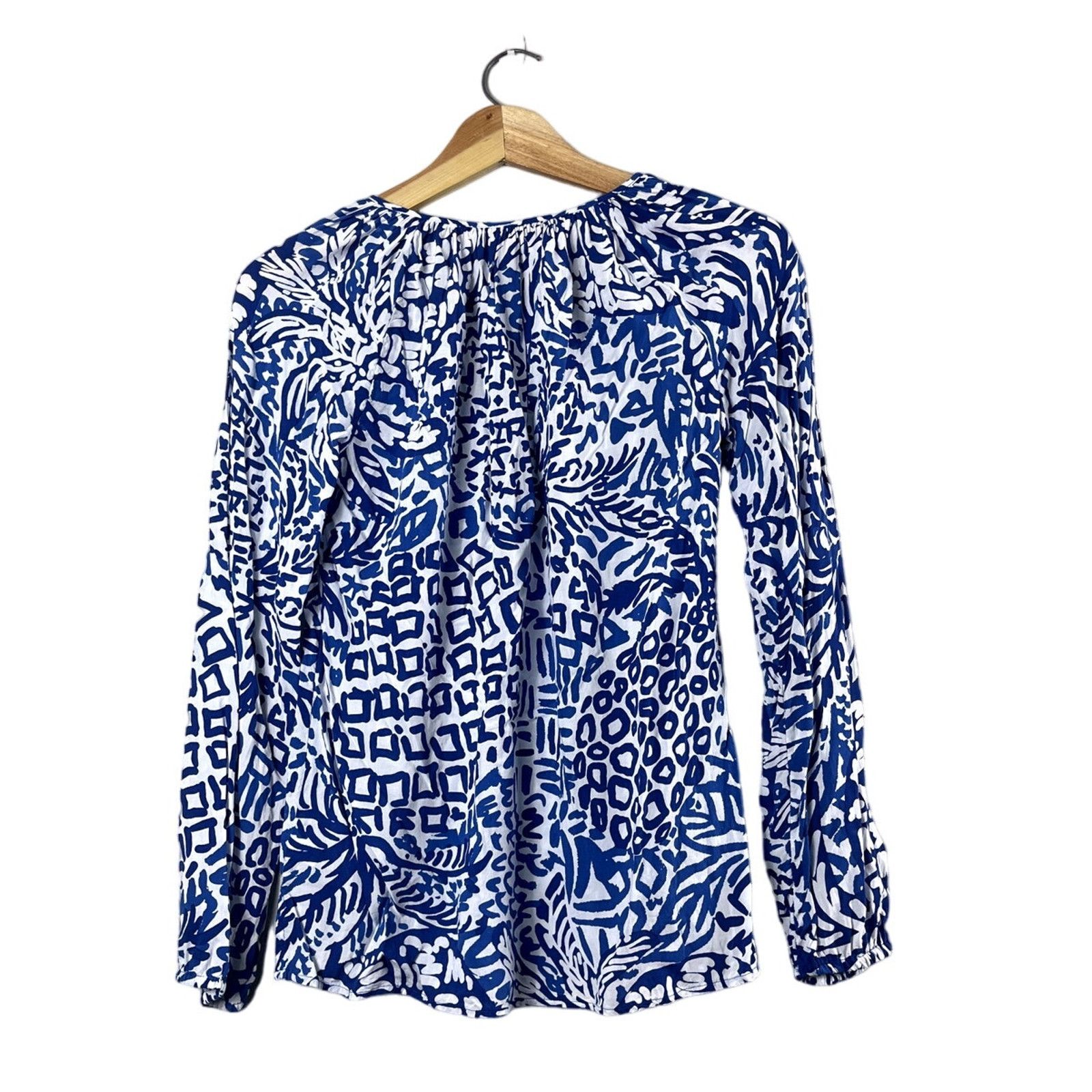 Lilly Pulitzer Blue and White Lilly Pulitzer Long Sleeve Blouse XXS Size XXS / US 00 / IT 34 - 3 Thumbnail