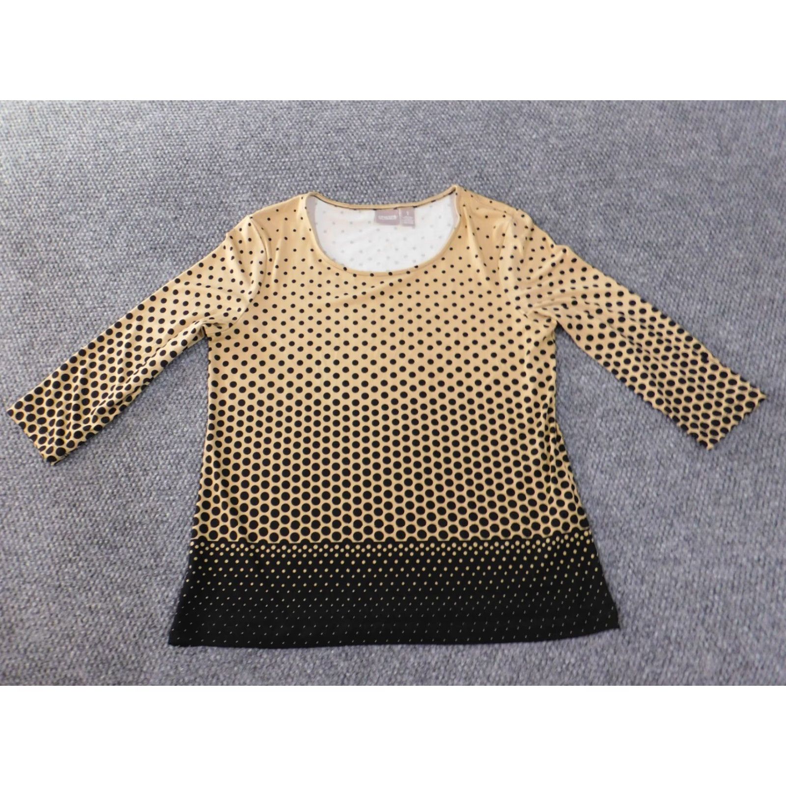 Vintage Chicos Blouse Shirt Womens Long Sleeve Round Neck Brown Polka Dot Polyester Spandex Casual Pullover Stretch Regular 1 Narrow Vintage No Size XS / US 0-2 / IT 36-38 - 4 Thumbnail
