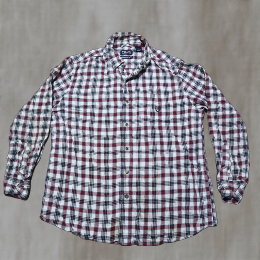 Chaps Chaps Shirt Button-Up Plaid Long Sleeve Adult L Red Cotton Flannel Mens Size US L / EU 52-54 / 3 - 1 Thumbnail
