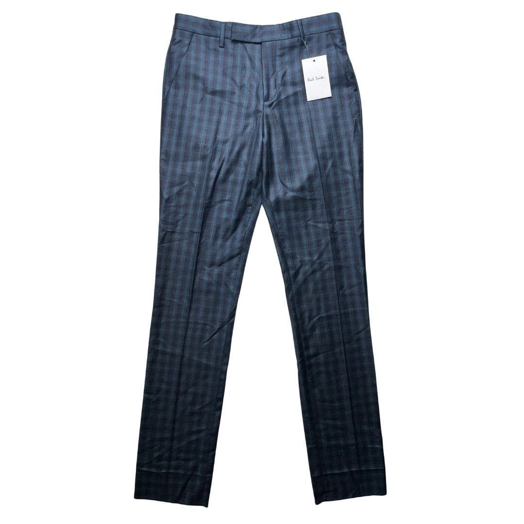 image of 5-86 Paul Smith Men's Dress Pants Tartan Blue-Teal Size 30