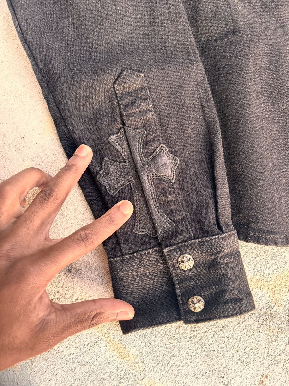 Chrome Hearts Chrome Hearts Leather Cross Patch Denim Western Shirt Size US M / EU 48-50 / 2 - 3 Thumbnail