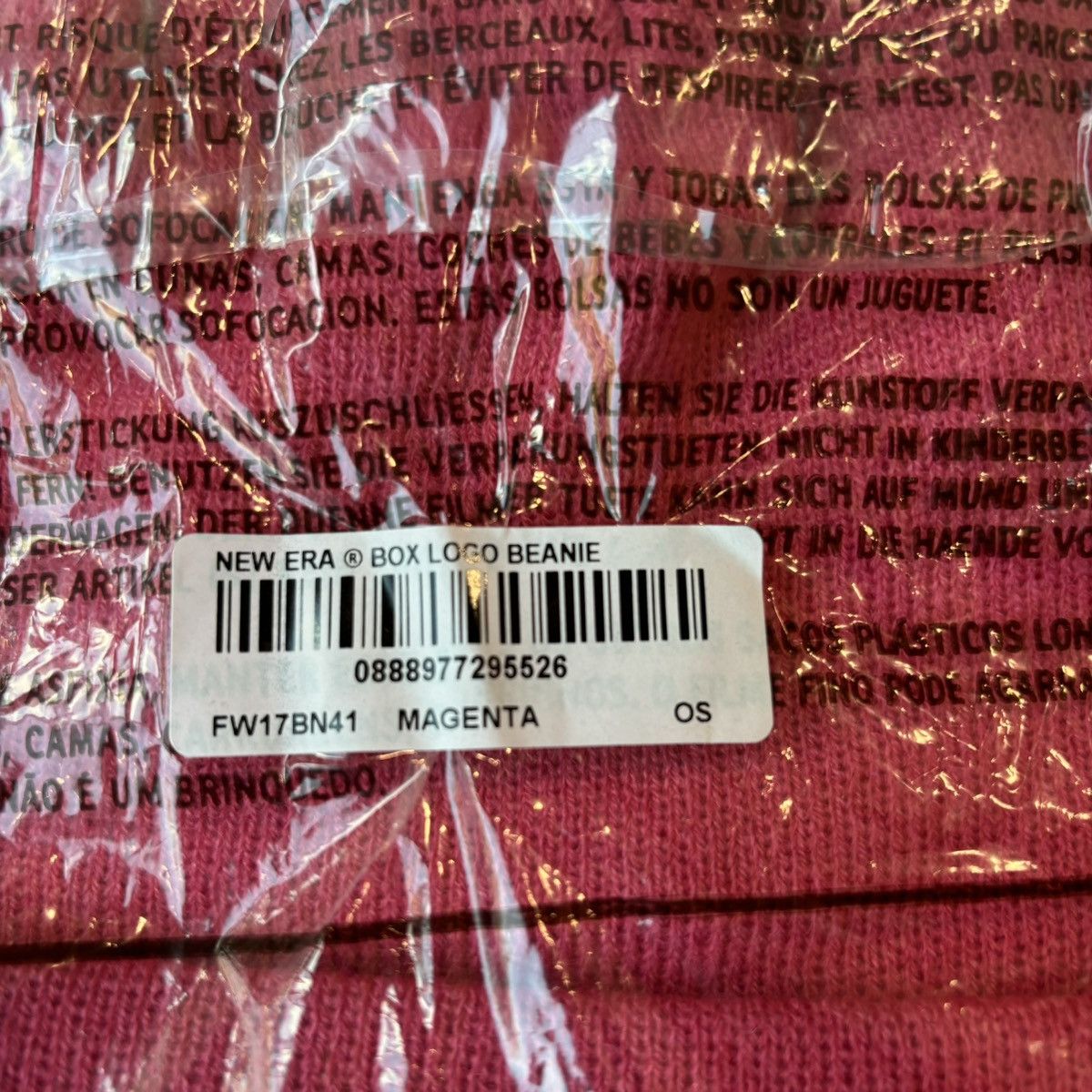 New Era × Supreme FW17 Supreme New Era Box Logo Beanie Magenta Size ONE SIZE - 12 Thumbnail