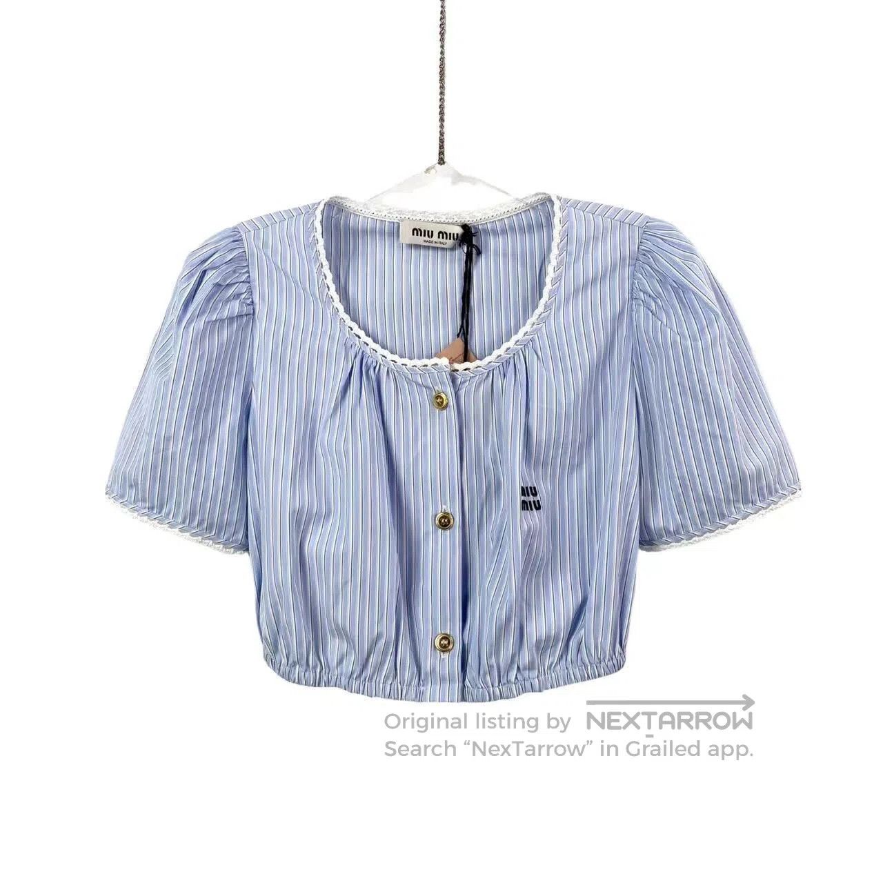 Miu Miu Miu Miu Letter logo striped short sleeves| Size XS / US 0-2 / IT 36-38 - 1 Thumbnail