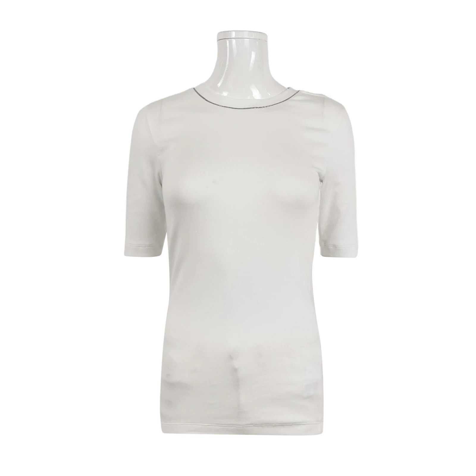 Brunello Cucinelli Brunello Cucinelli Cotton Contrast Round Neck T-Shirt S Size S / US 4 / IT 40 - 1 Thumbnail