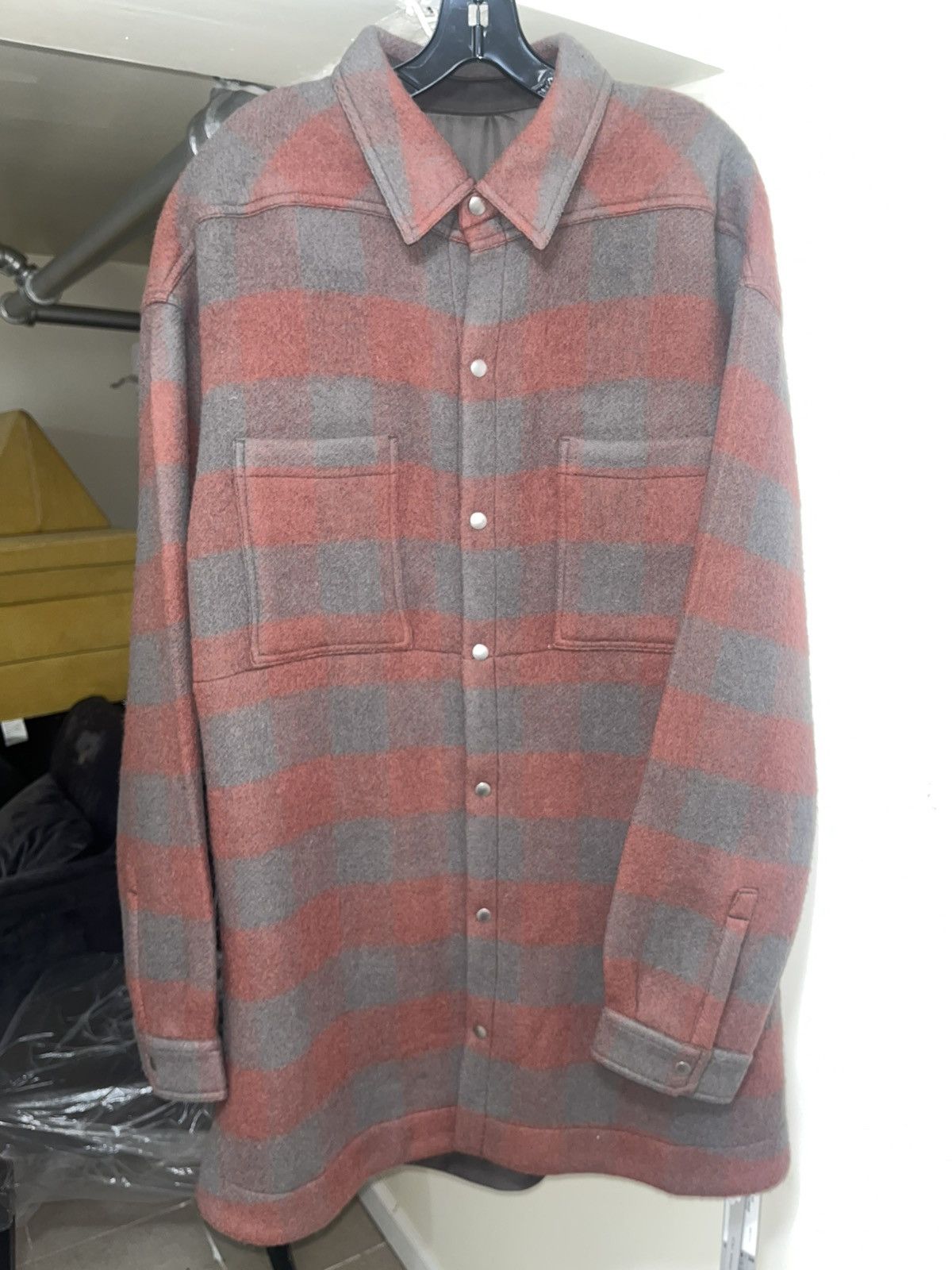 Rick Owens Rick Owens Oversized Outershirt Rosewood Plaid Sz 50 Size US M / EU 48-50 / 2 - 2 Thumbnail
