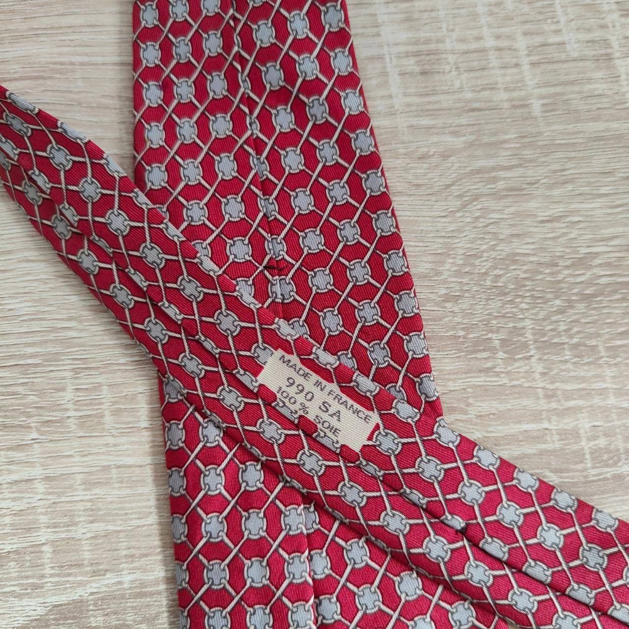 Hermes Hermes Paris Silk Tie 990 SA Geometry Red Size ONE SIZE - 4 Thumbnail