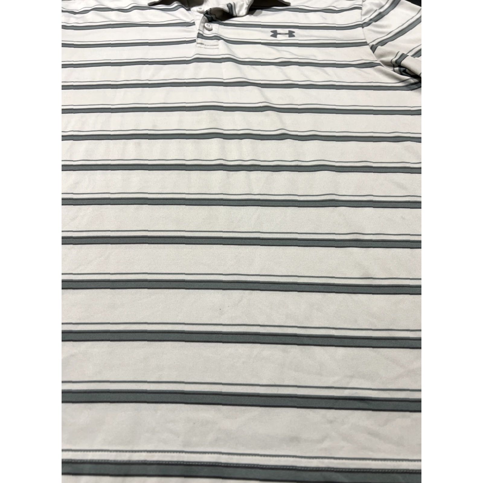 Under Armour VINTAGE UNDER ARMOUR POLO Shirt Adult M White Striped Short Sleeve Mens Size US M / EU 48-50 / 2 - 7 Thumbnail