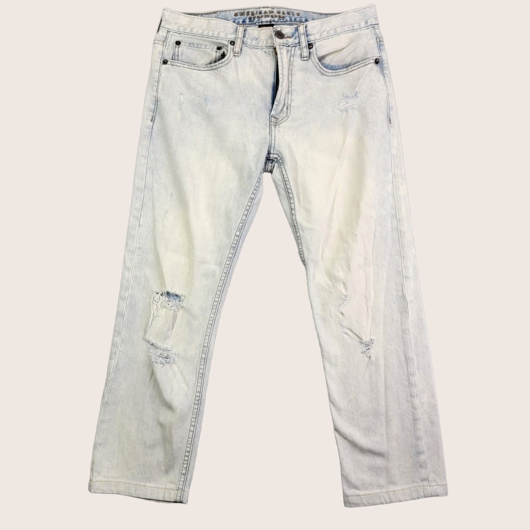 American Eagle Outfitters American Eagle Jeans Men 31x25 Slim Skinny Distressed Blue Denim Core Flex 5-Pocket 31 in Inseam Mens Size US 31 - 1 Thumbnail