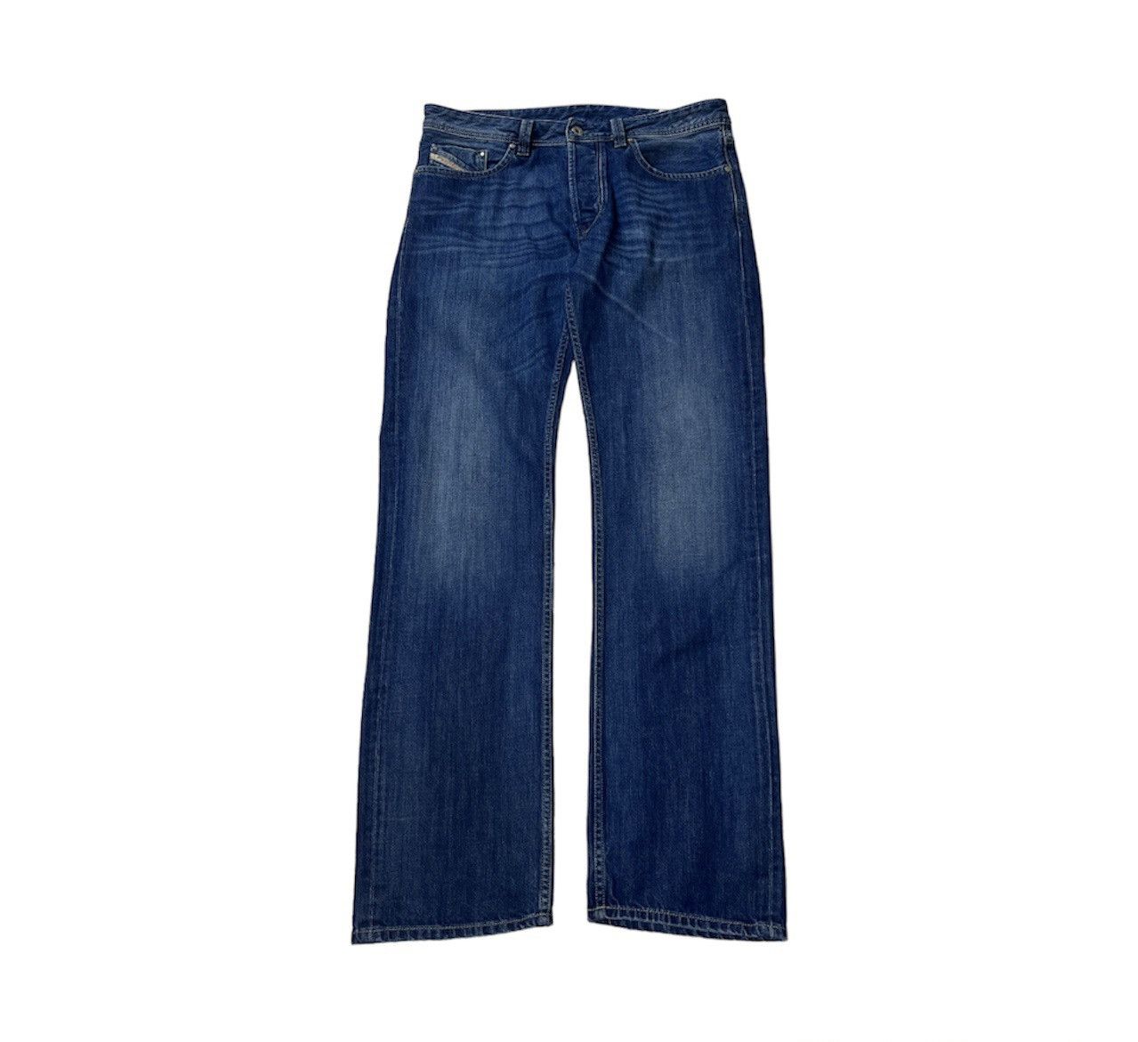 image of Diesel 32 Vintage Larkee Distressed Navy Washed Denim Jeans, Men's