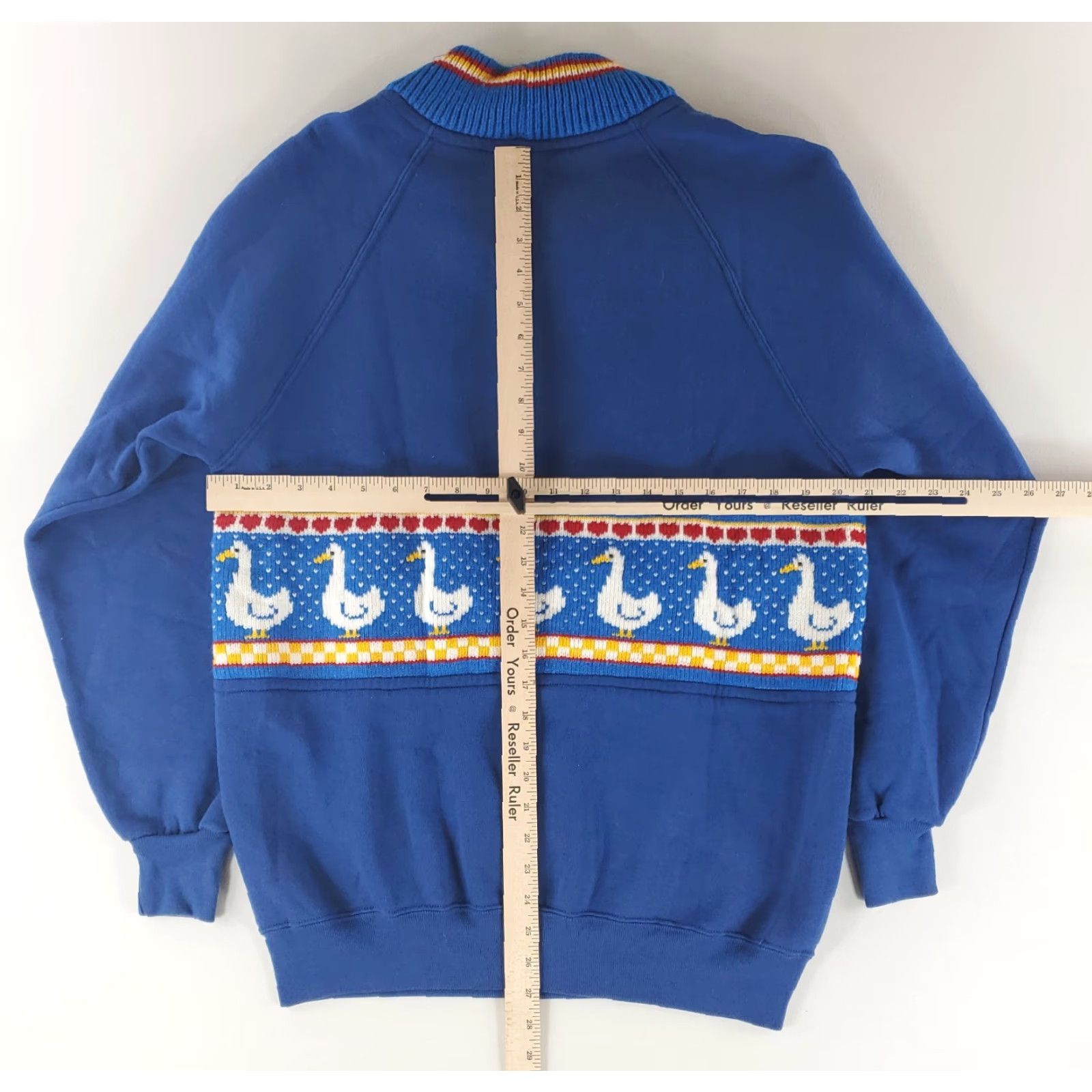 Jerzees VINTAGE Jerzees Sweatshirt 90s Modified Knit Ducks Collar Blue Long Sleeve Mens 44 Size US XXL / EU 58 / 5 - 8 Thumbnail