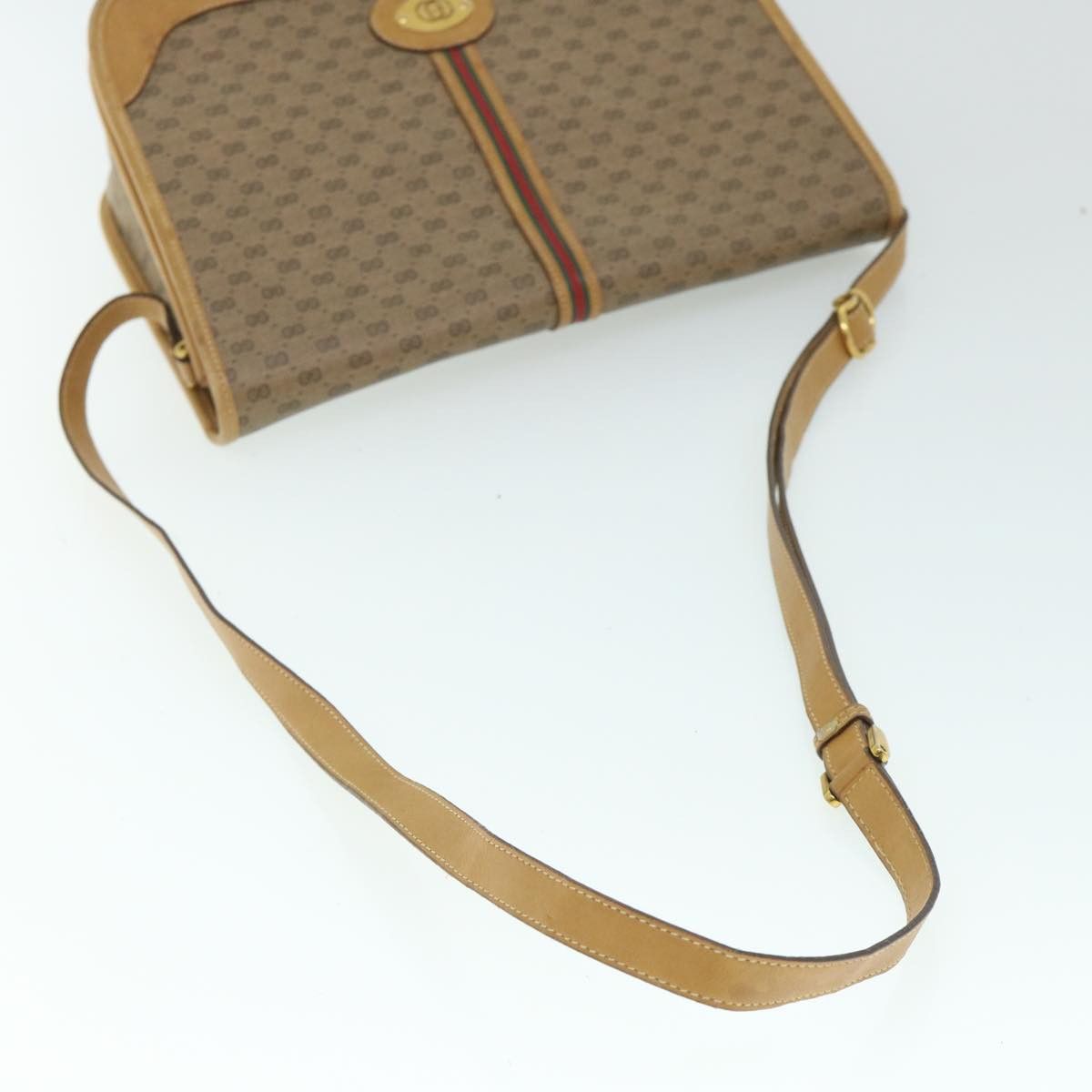 Gucci GUCCI Micro GG Canvas Web Sherry Line Shoulder Bag Beige Size ONE SIZE - 7 Thumbnail