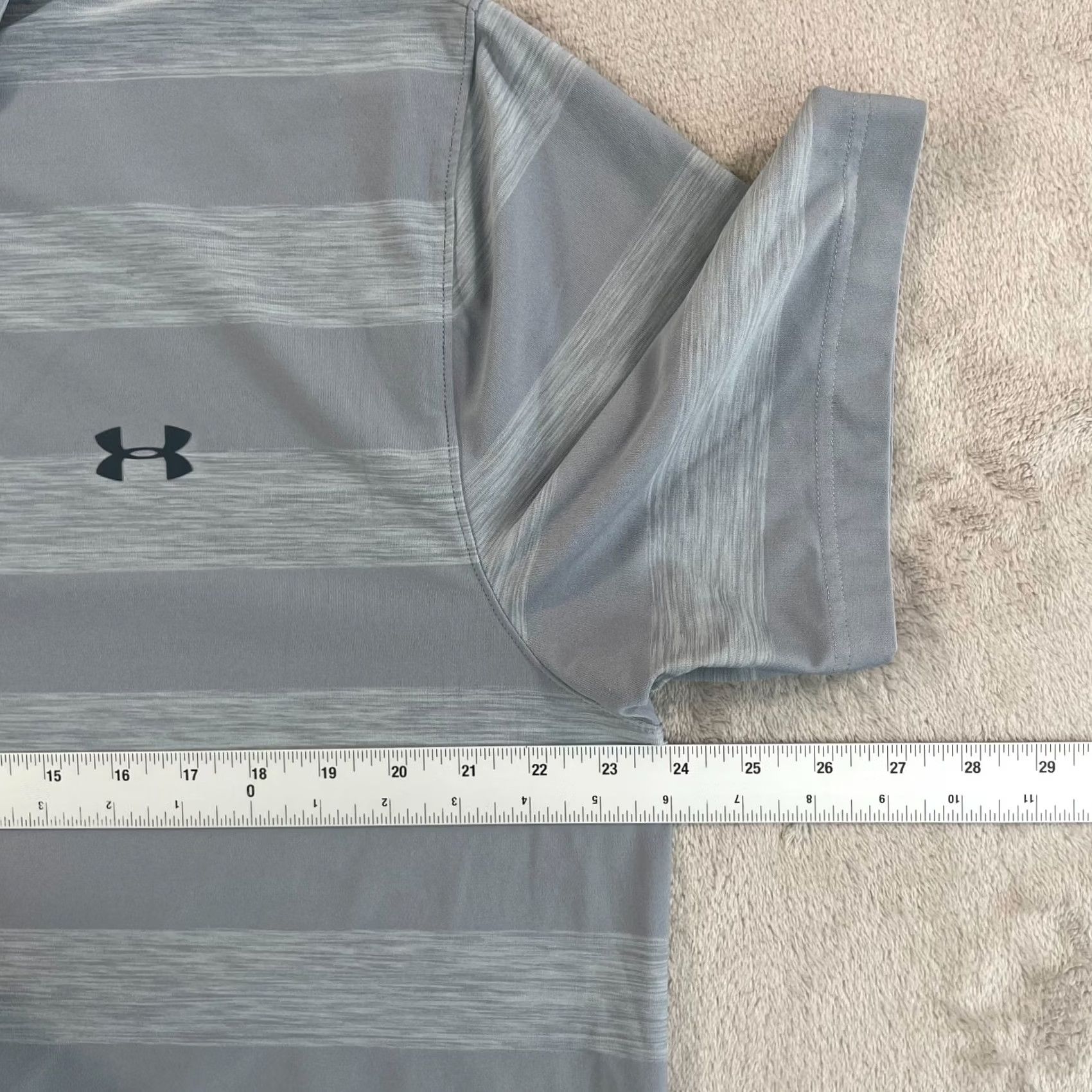 Under Armour Under Armour HeatGear Golf Polo Shirt Men XL Grey Striped Performance Loose Fit Size US XL / EU 56 / 4 - 6 Thumbnail