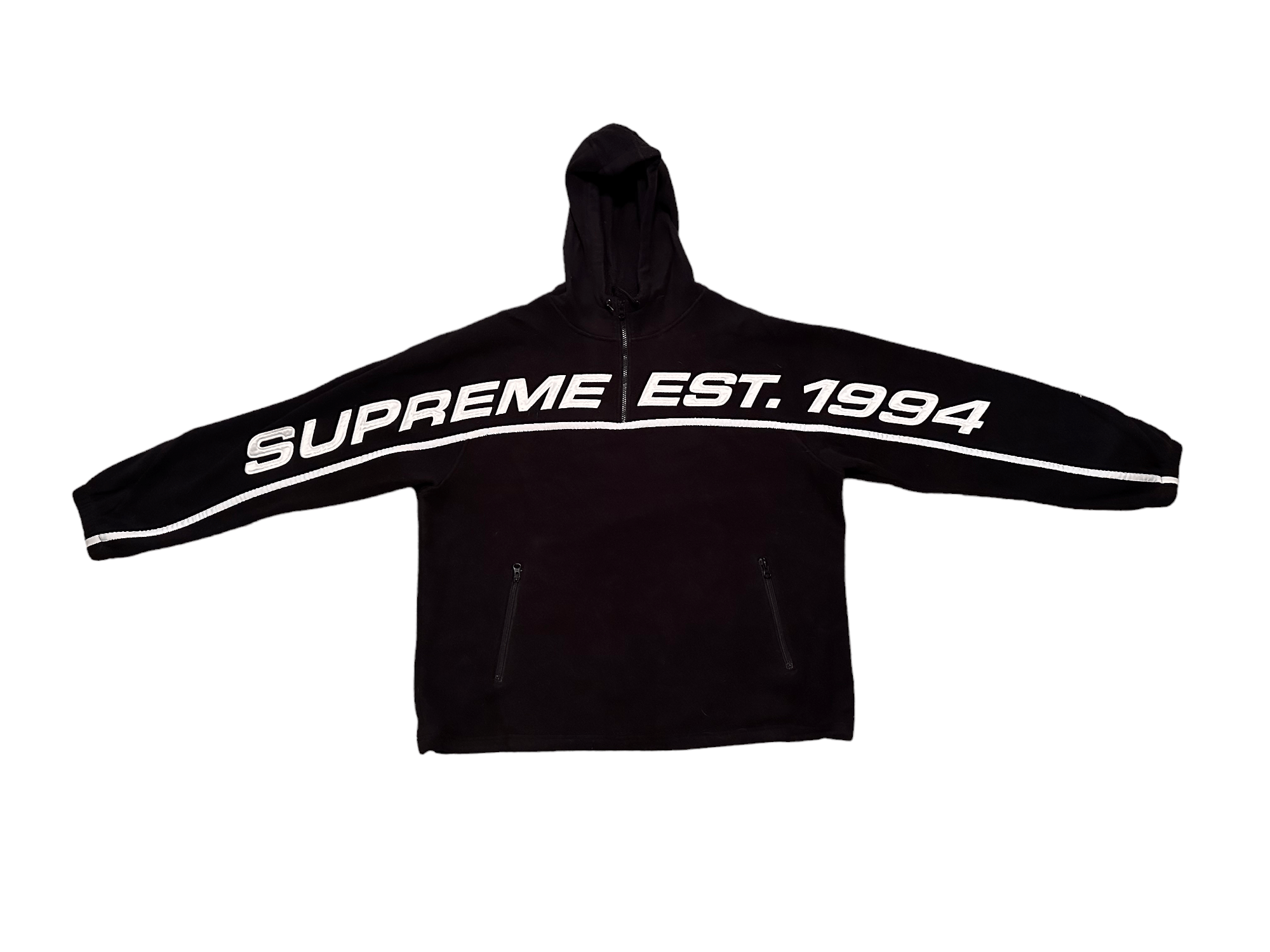 image of Supreme Fw19 Polartec Half Zip Hooded Sweatshirt XL Black, Men's