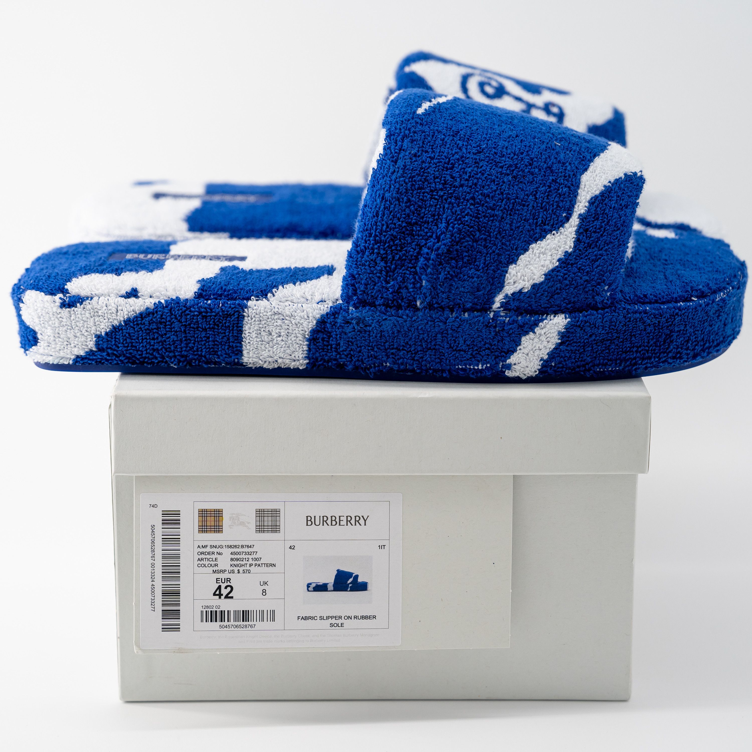 Burberry 37.5 7.5 Burberry Snug Towelling Slide Slippers Knight Blue Size US 7.5 / IT 37.5 - 9 Thumbnail