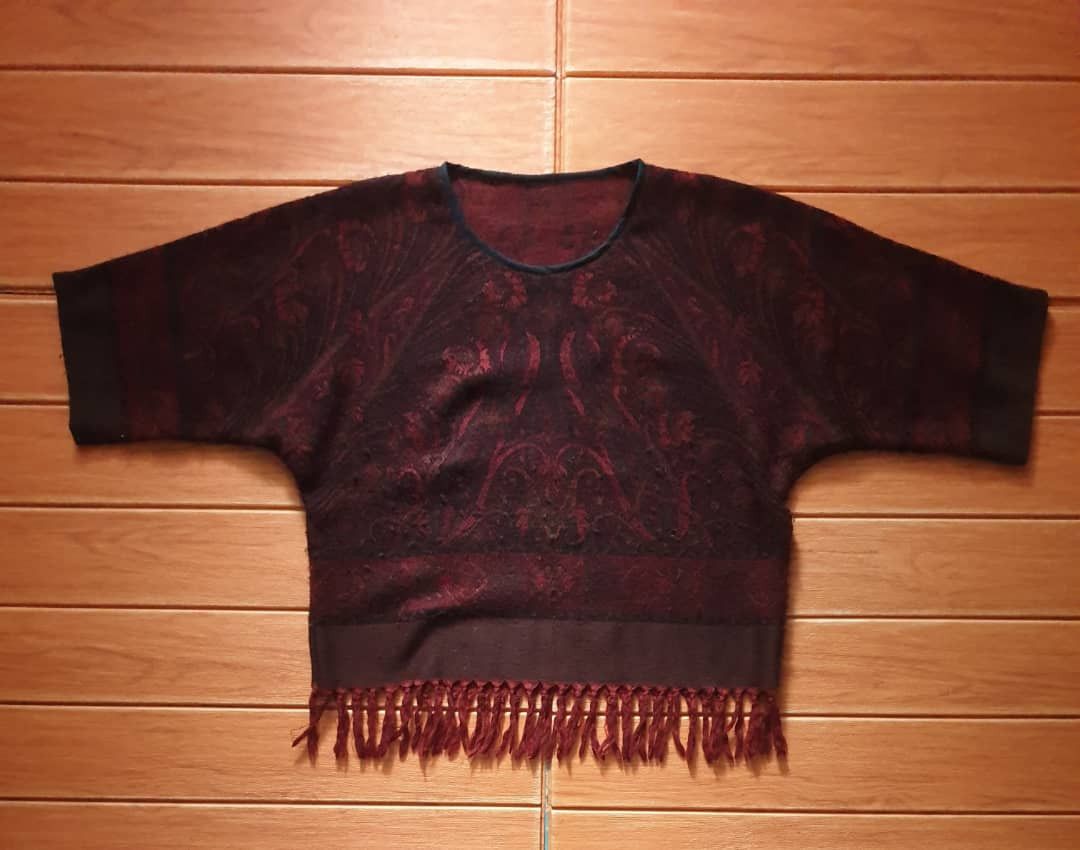 Japanese Brand Abstract burgendy streetwear wool shirt Size US M / EU 48-50 / 2 - 1 Thumbnail