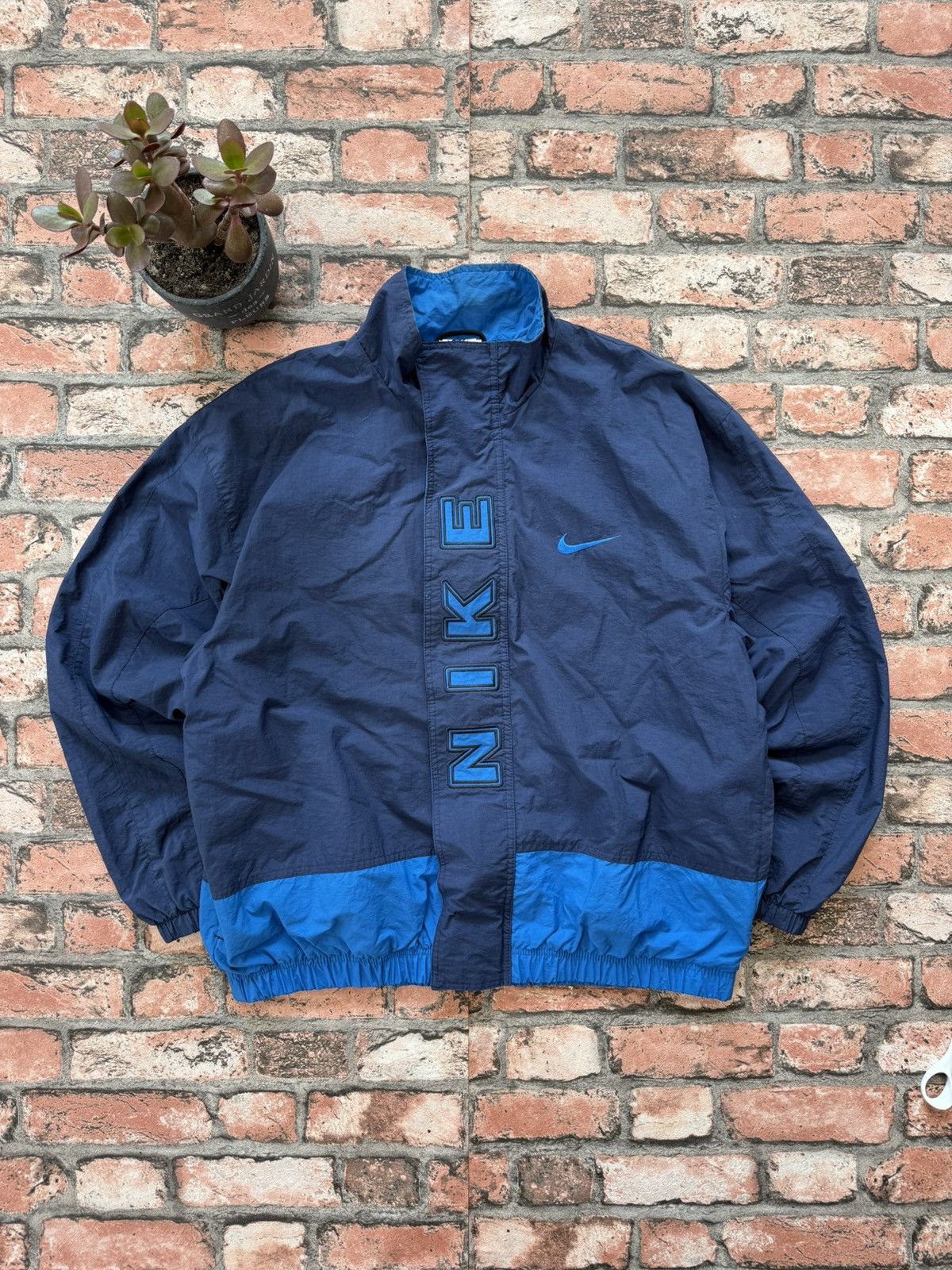 Nike × Vintage 90’s NIKE RARE BACK SWOOSH Y2K BIG LOGO ZIP NYLON JACKET Size US M / EU 48-50 / 2 - 1 Thumbnail