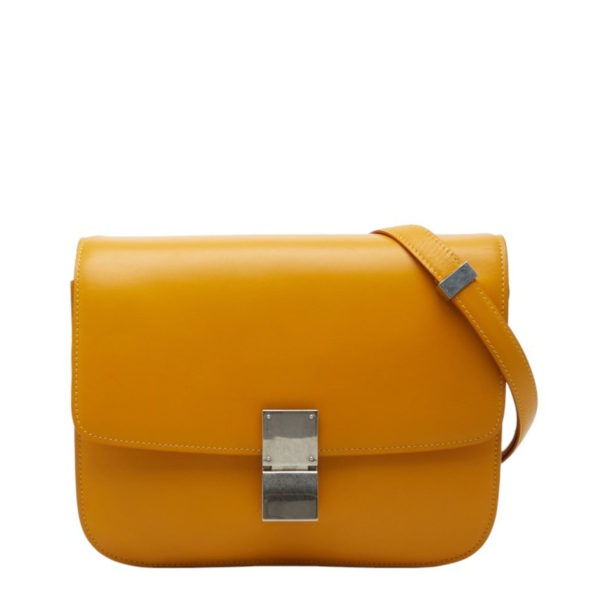 Celine Celine Classic Box Medium Shoulder Bag, Yellow Leather, Women's CELINE Size ONE SIZE - 1 Thumbnail