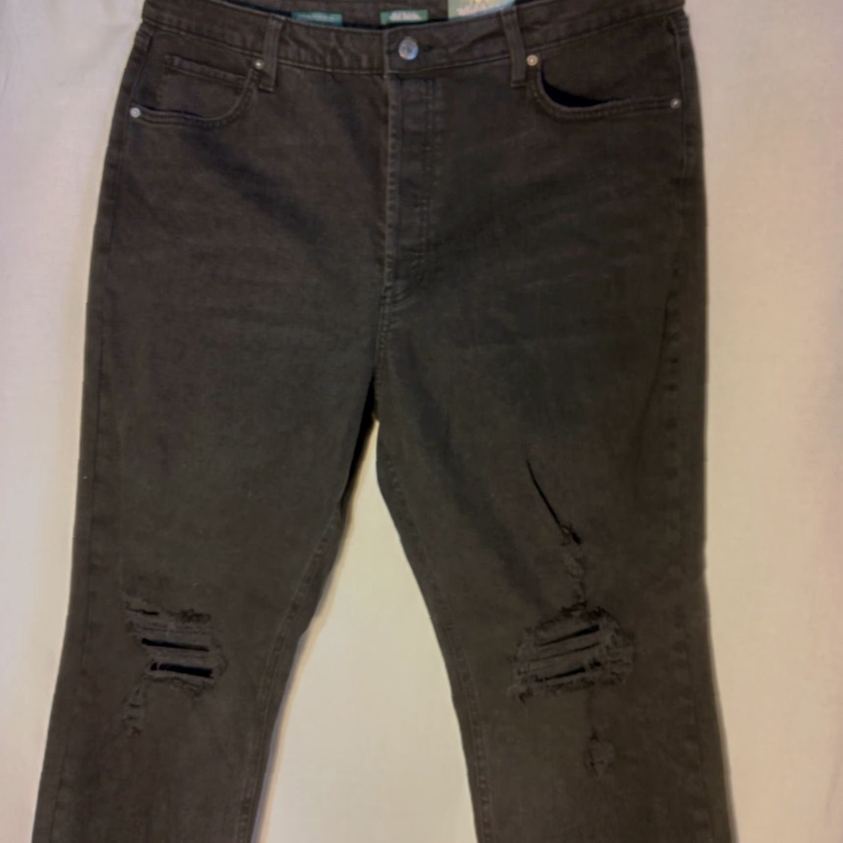 Vintage Wild Fable Jeans Women 18 34x27 Black Super High Rise Slim Straight Distressed Size 40" / US 18 - 3 Thumbnail