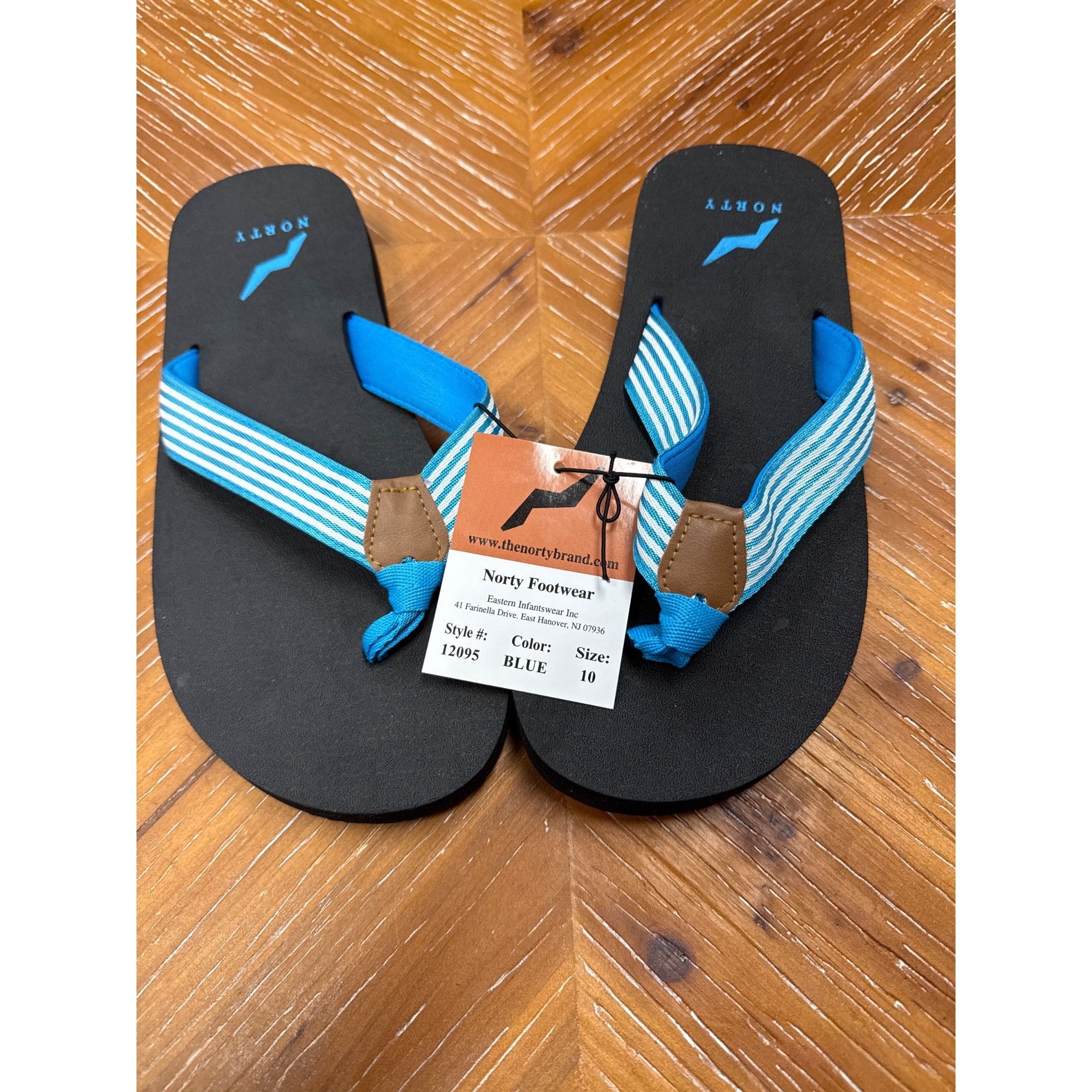 Other Norty Unisex Blue & Black Flip Flops With Striped Straps Siz Size US 10 / IT 40 - 2 Thumbnail