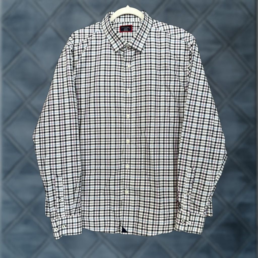 UNTUCKit Untuckit Button Up Shirt Mens XL White Blue Plaid Wrinkle Free Long Sleeve Nice Size US XL / EU 56 / 4 - 1 Thumbnail