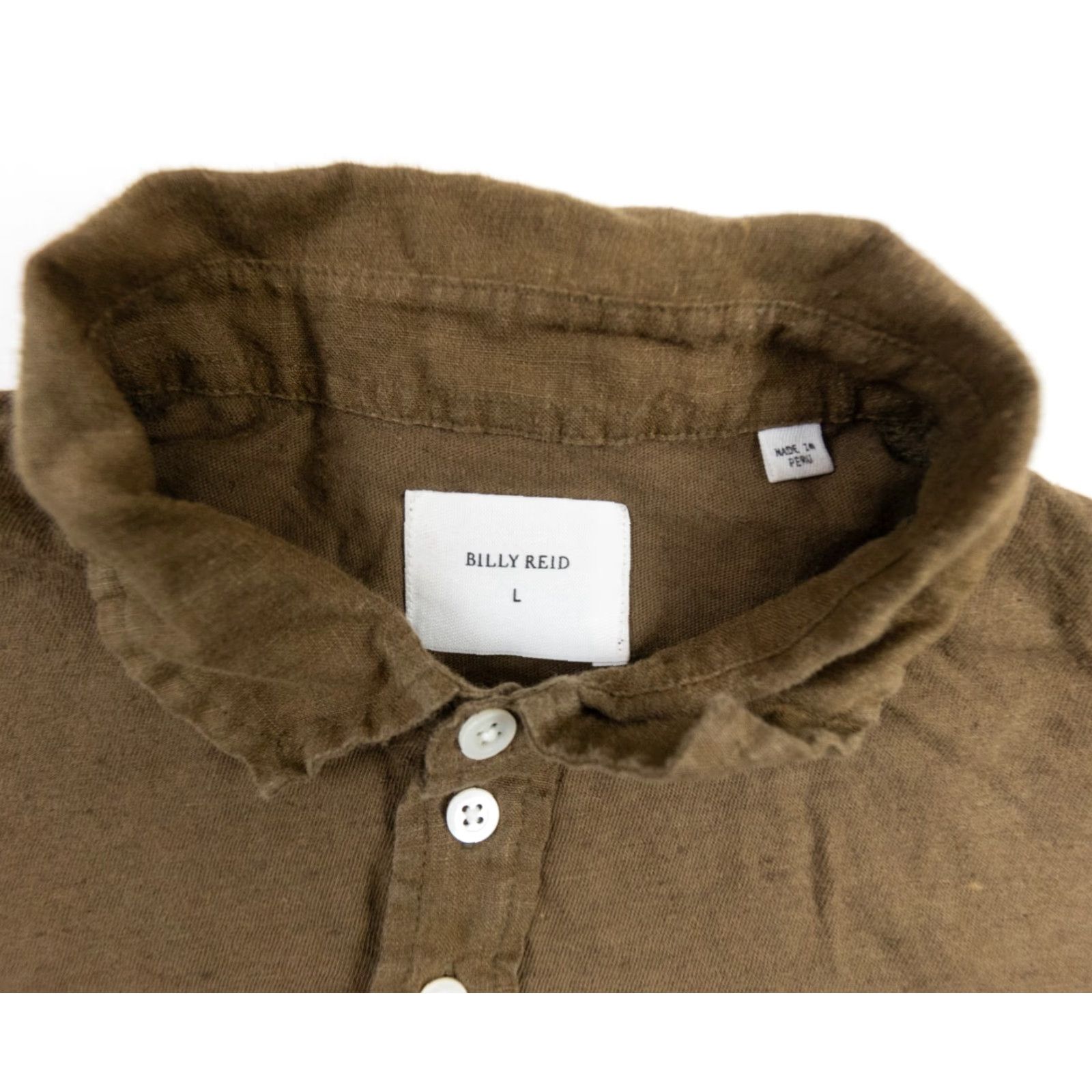 Billy Reid VINTAGE Billy Reid Mens Polo Shirt Large Brown Cotton Linen Short Sleeve Collared Preppy Size US L / EU 52-54 / 3 - 5 Thumbnail