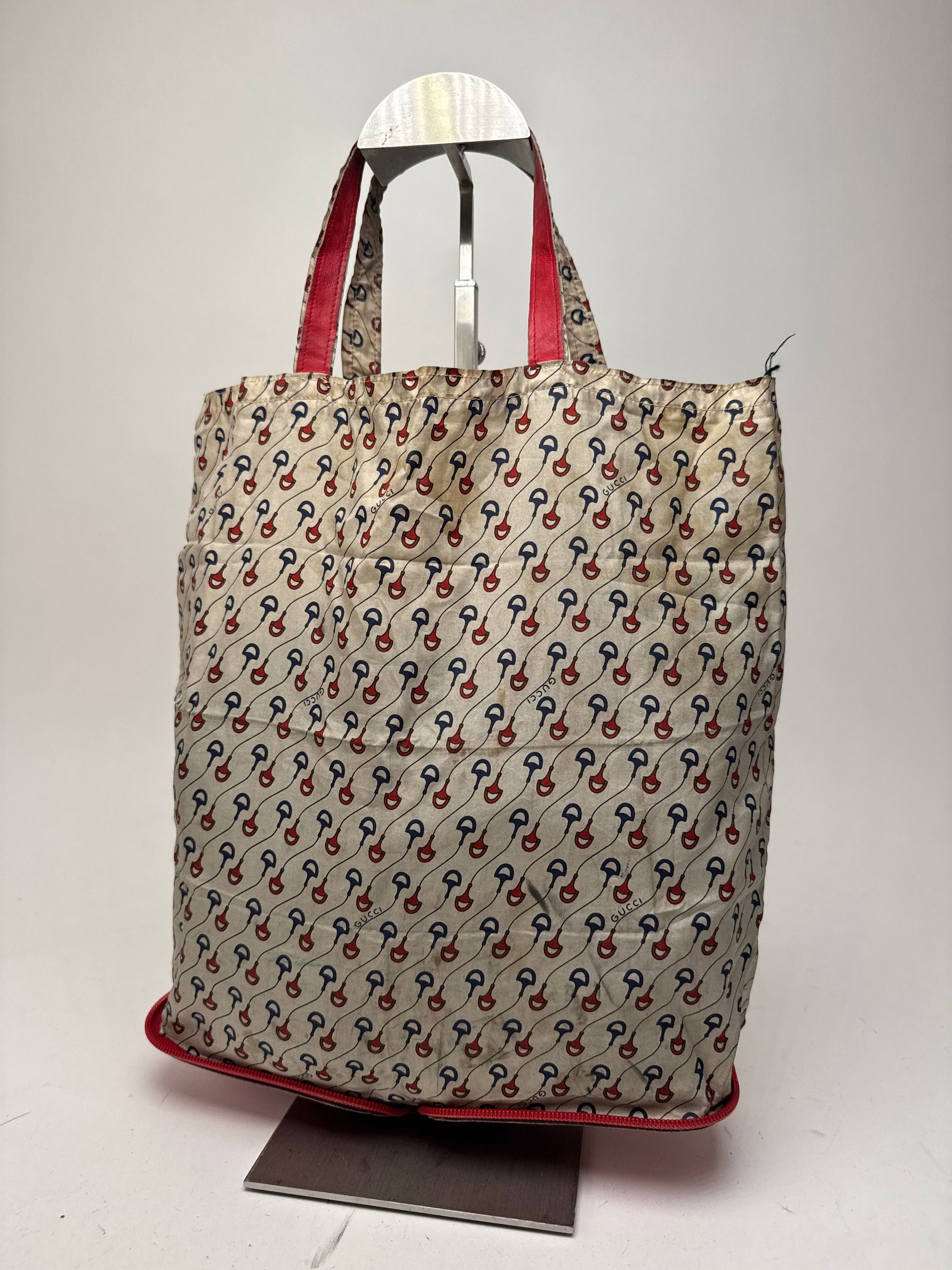 Vintage Foldable horsebit Monogram Tote Bag Beige