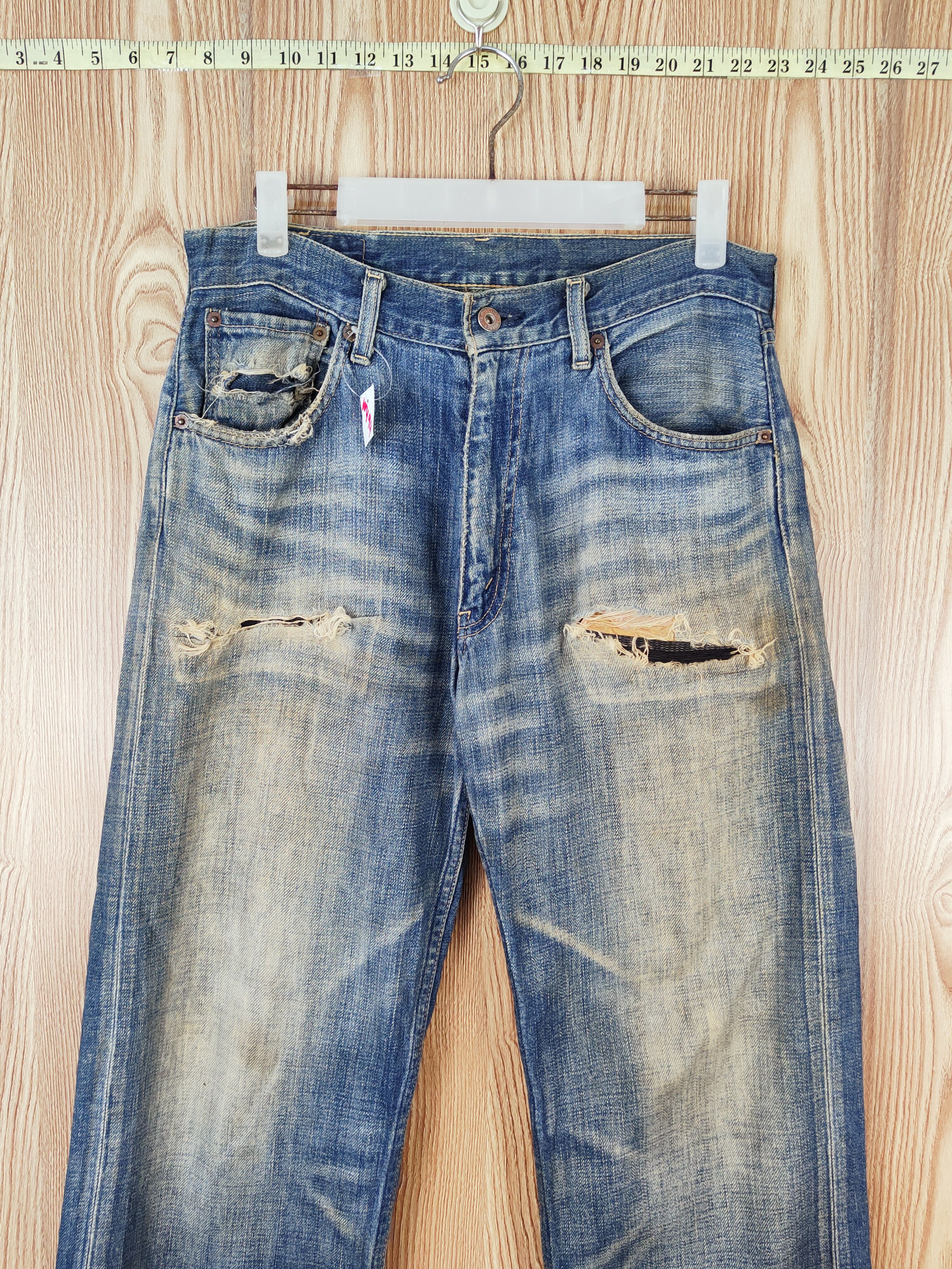 Levi's 503 Levi's Dark Blue Distressed Ripped Jeans #W494 Size US 31 - 2 Thumbnail